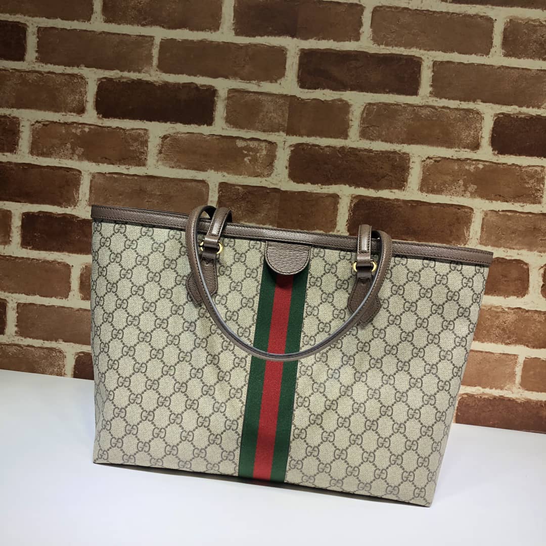 Gucci Ophidia Large Tote Bag Beige And Dark Brown Gg Supreme 38Cm 631685 96Iwb 8745