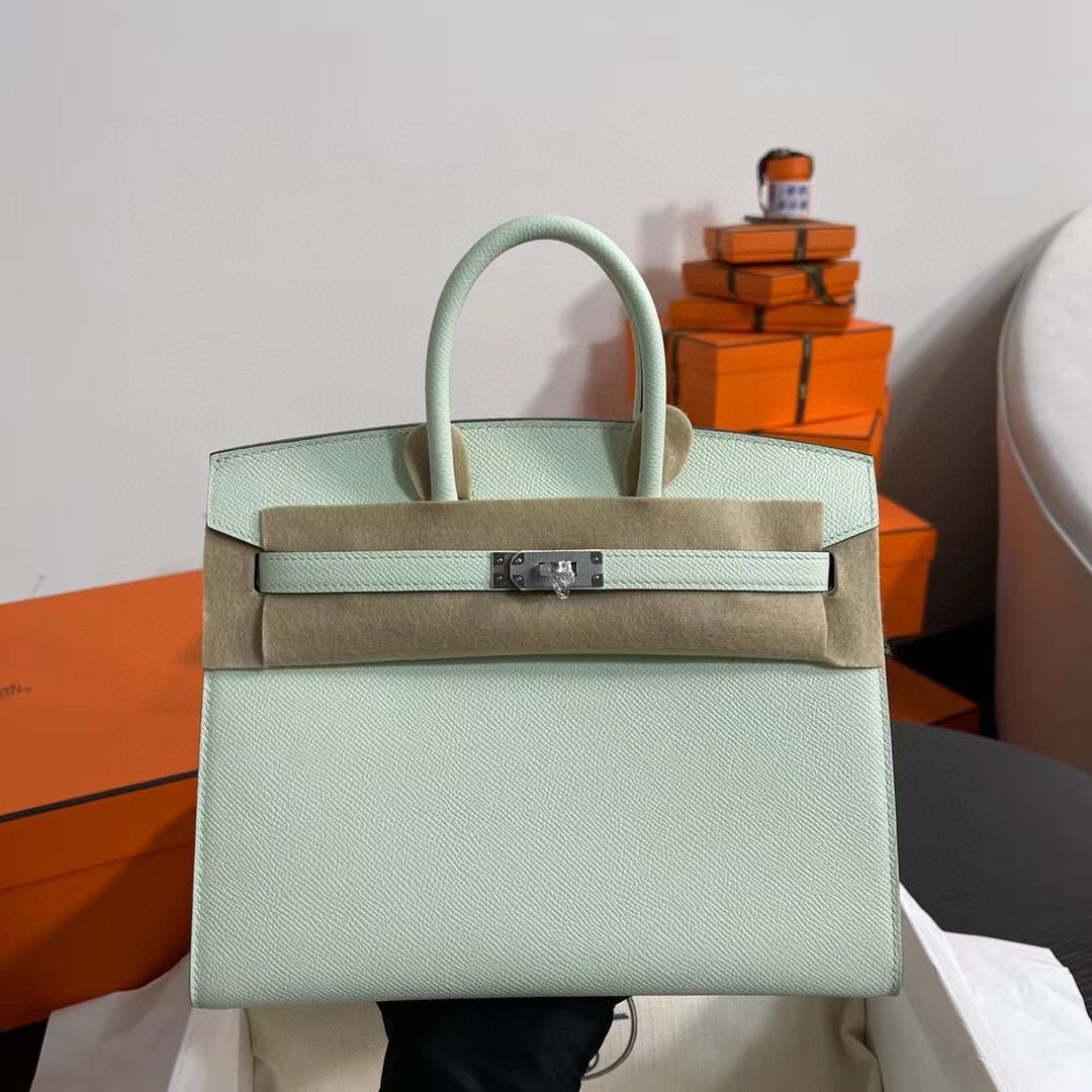 Hermes Birkin 25Cm Vert Fizz Togo Leather Silver Hardware
