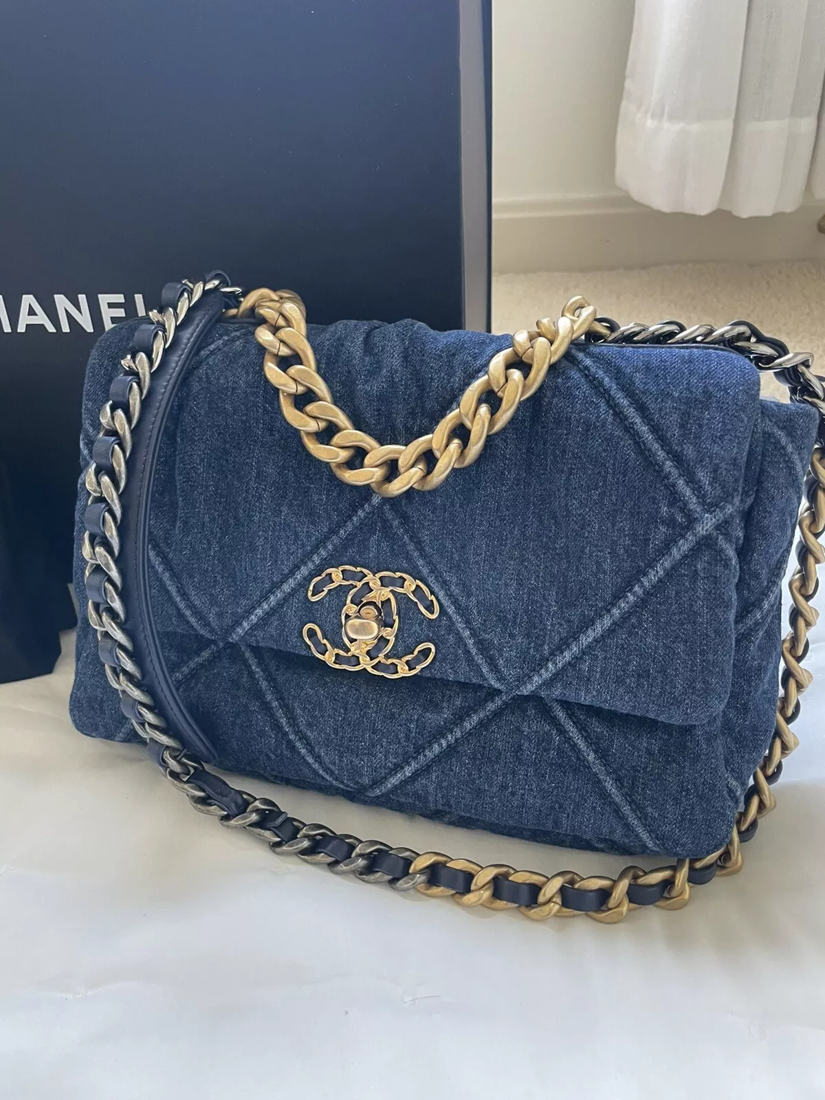 Chanel 19 Flap Denim Bag Blue 26cm/10.2in