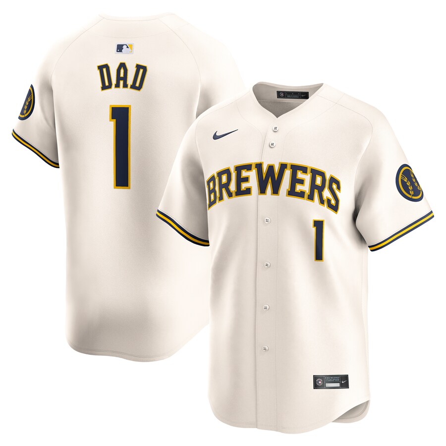 Milwaukee Brewers #1 Dad Home Limited Jersey Cream
