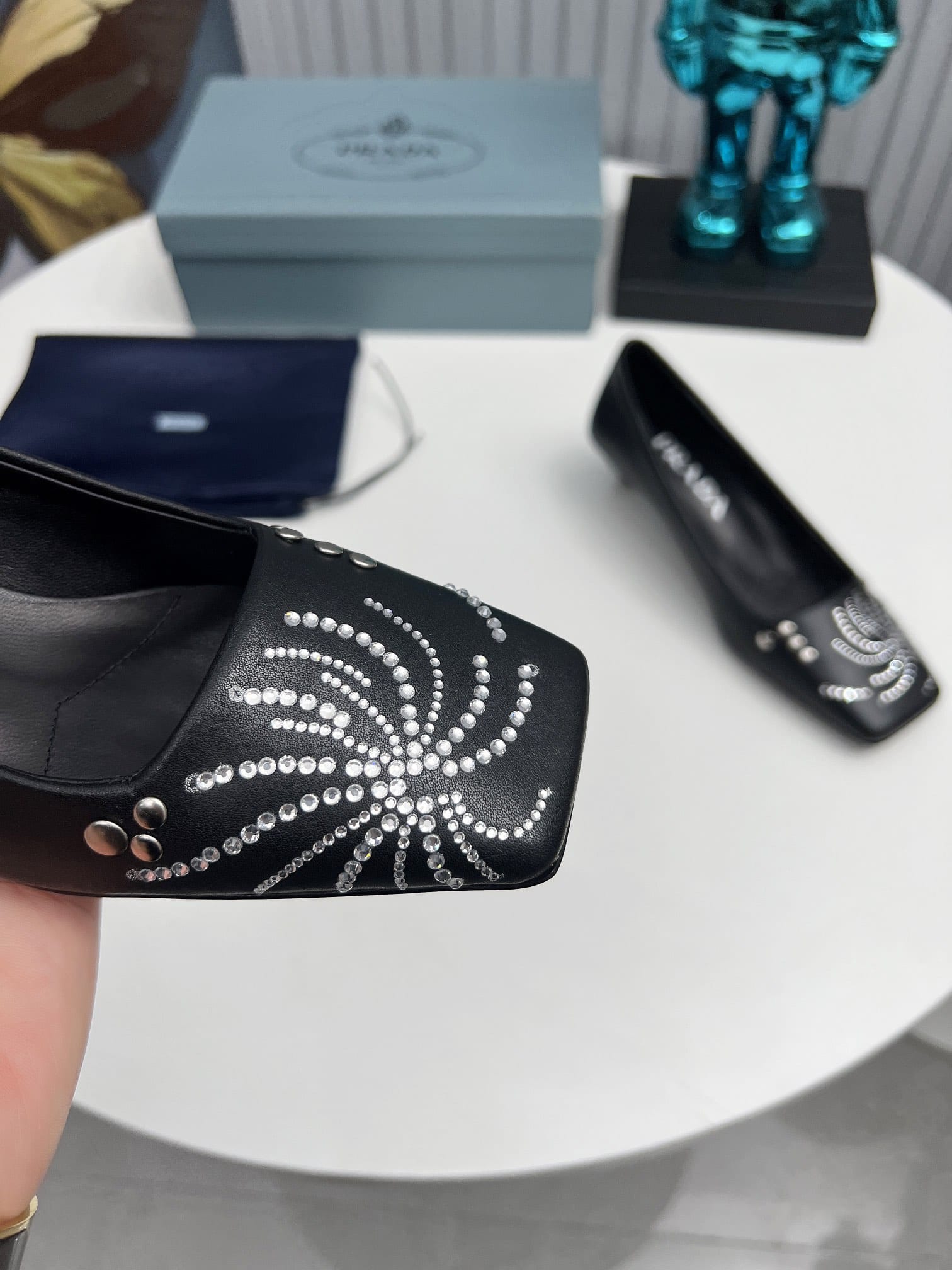Prada Crystal Pumps Black