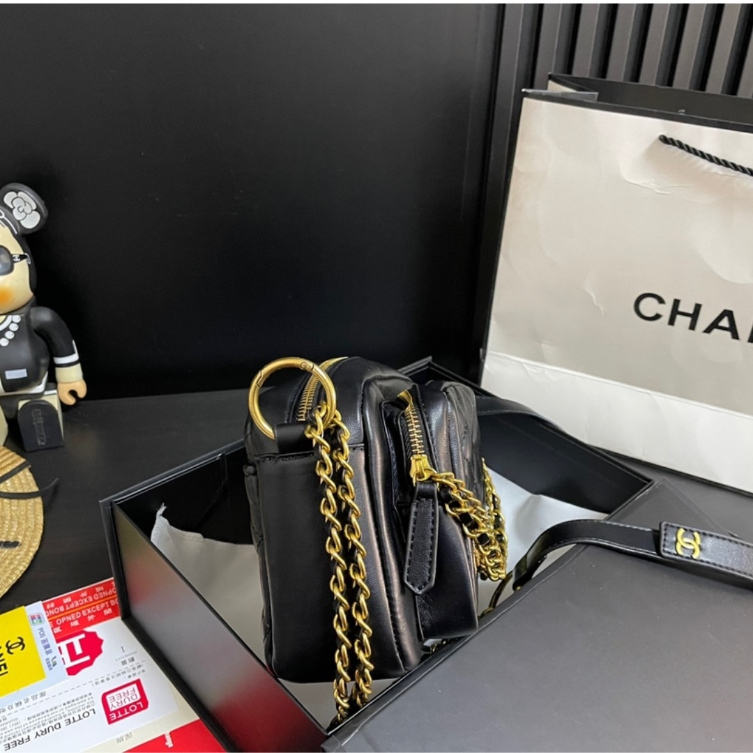 Chanel Quilted Small Camera Case Calfskin Black 22Cm/8.7in