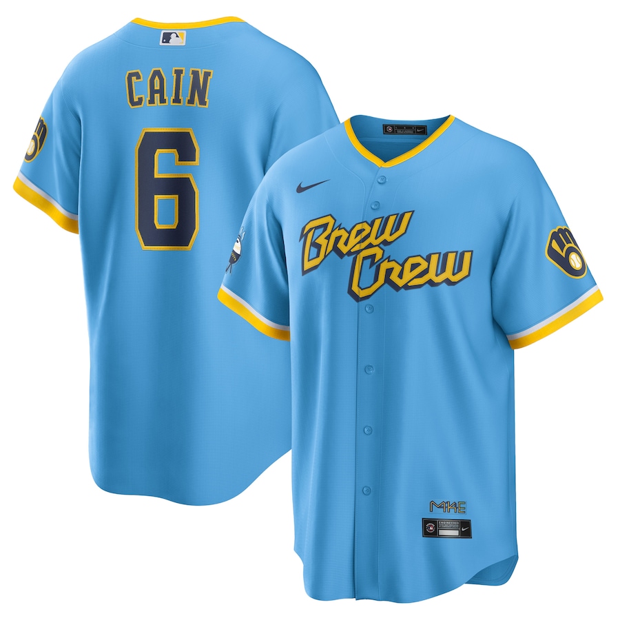 Lorenzo Cain Milwaukee Brewers City Connect Player Jersey Powder Blue