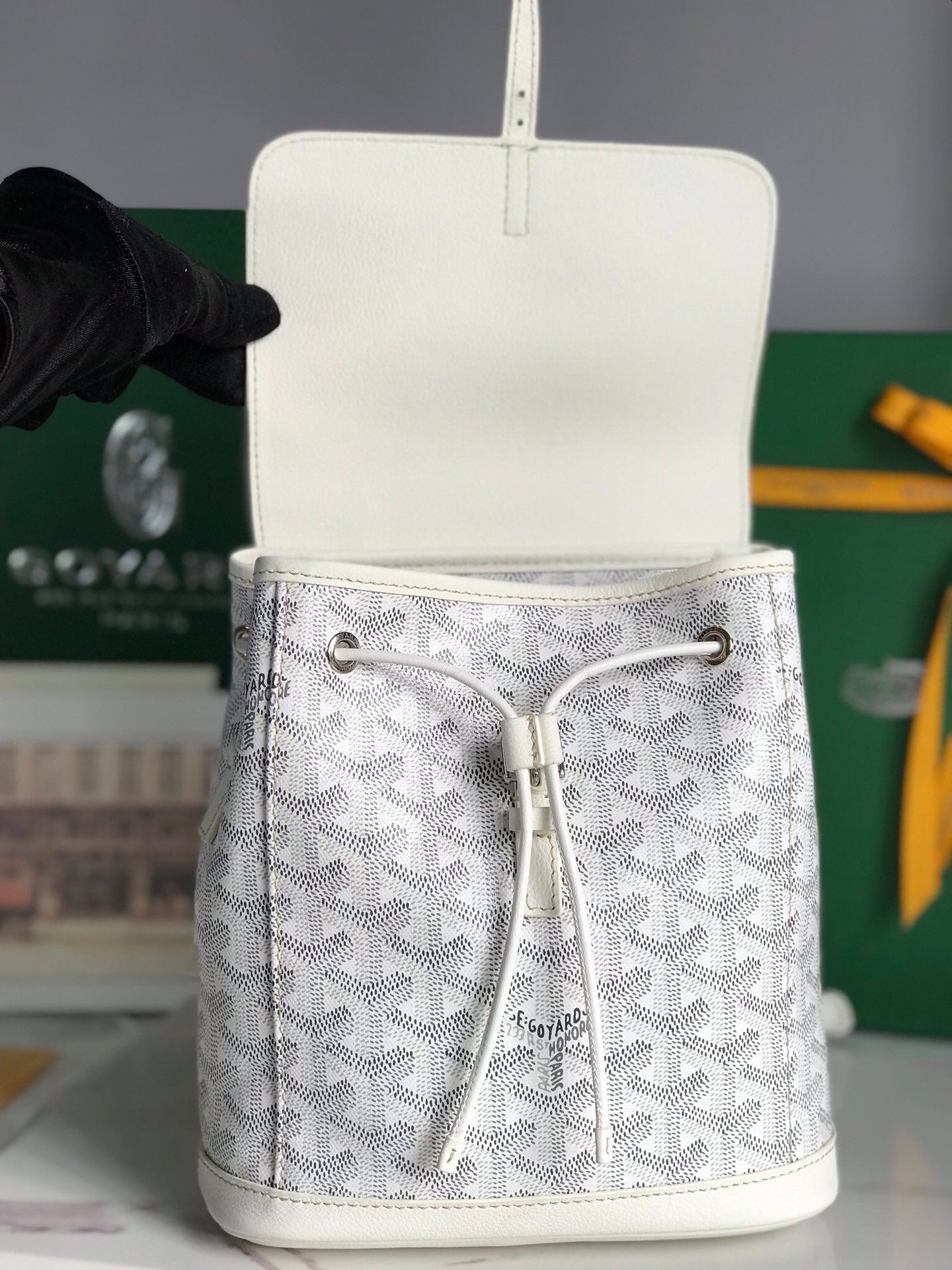 Goyard Alpin Mini Backpack 21 Cm White Lambskin And Goyardine Canvas