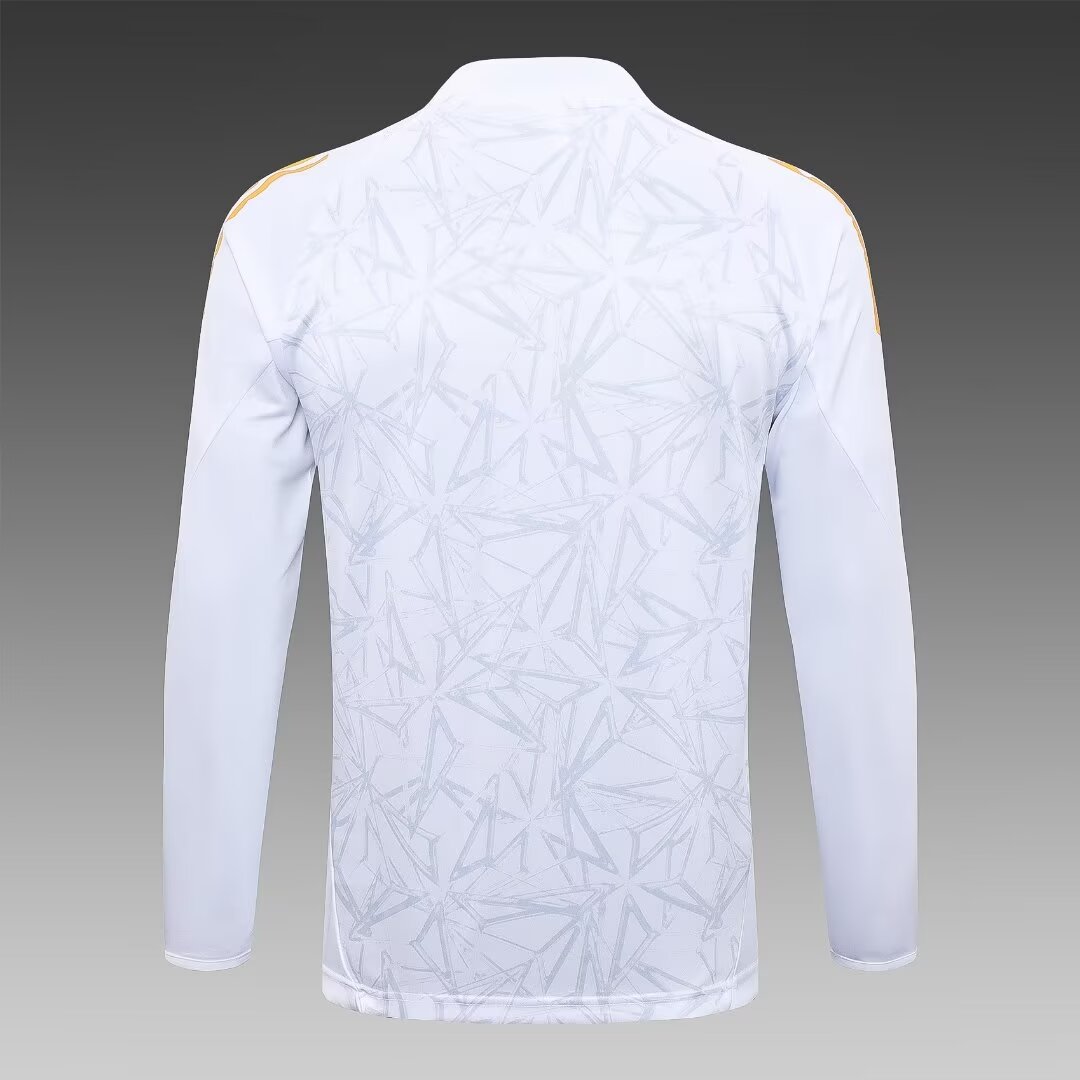 2024/2025 Real Madrid Half-Pull Training Suit White Football Shirt 1:1 Thai Quality