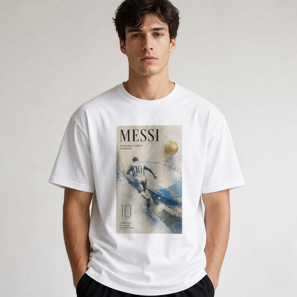 Messi World Cup Printed T-Shirt Unisex Loose Fit T-Shirt 100% Cotton Soft Comfortable Summer Casual Printed Top