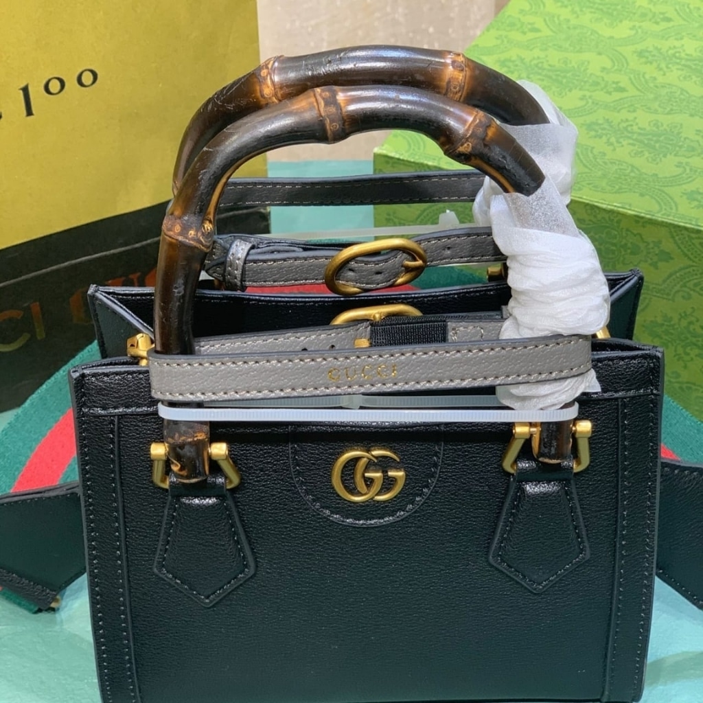 Gucci Diana Small Tote Bag Black Leather 20cm ‎702732 U3ZDT 1073