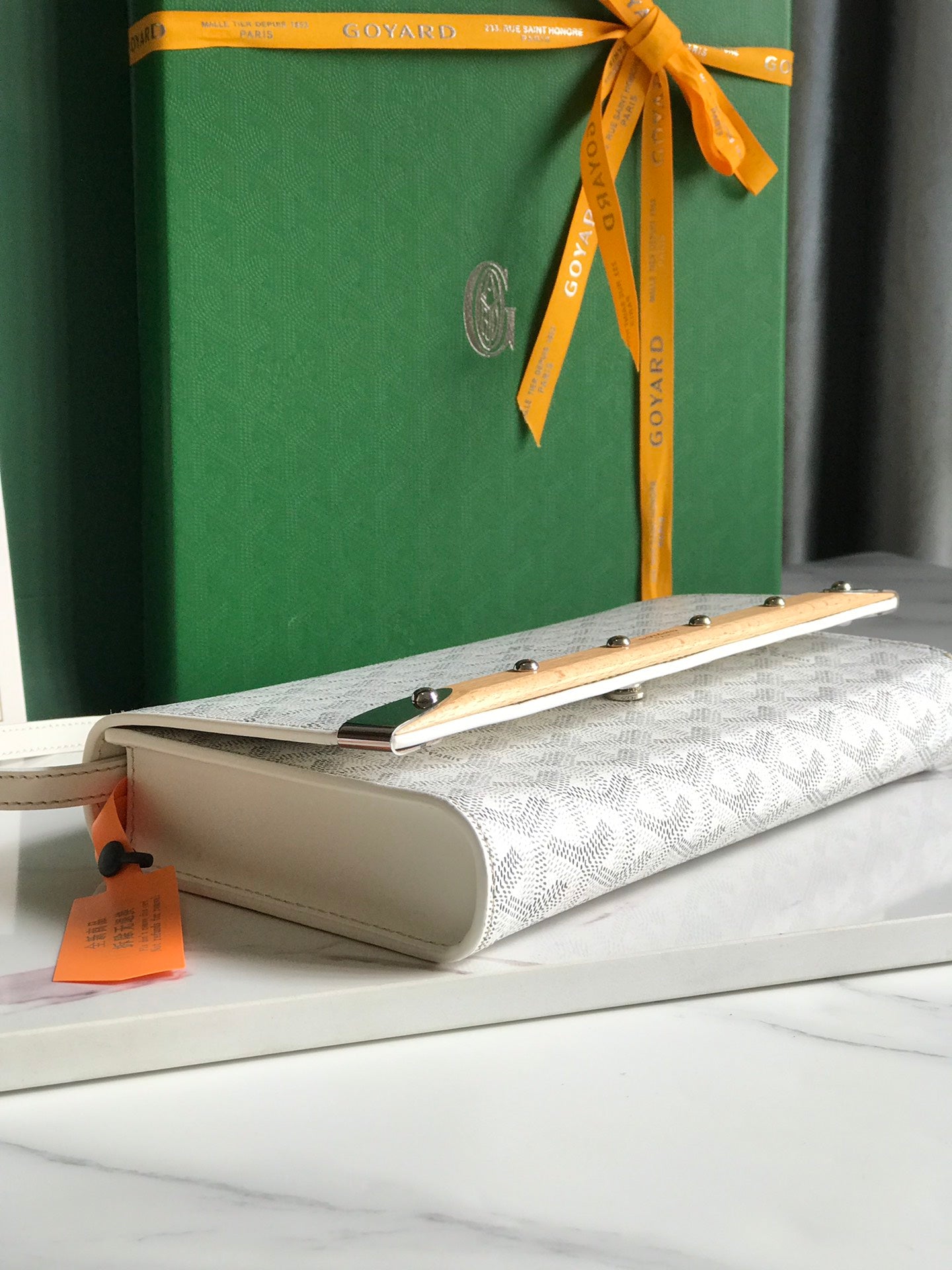 Goyard Monte-Carlo Pm Clutch 25 Cm White Goyardine Canvas