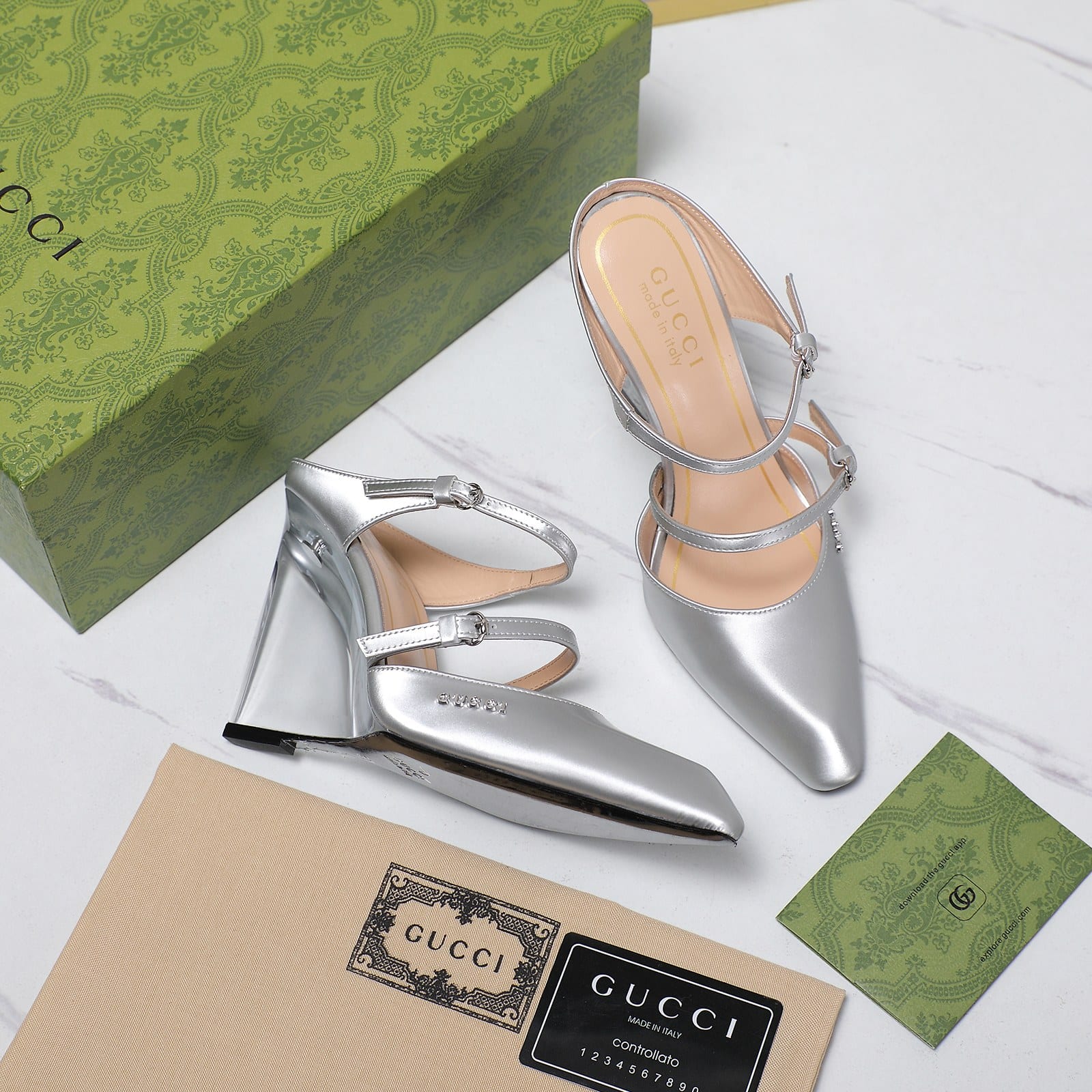 Gucci Women’S Wedge Mule Silver