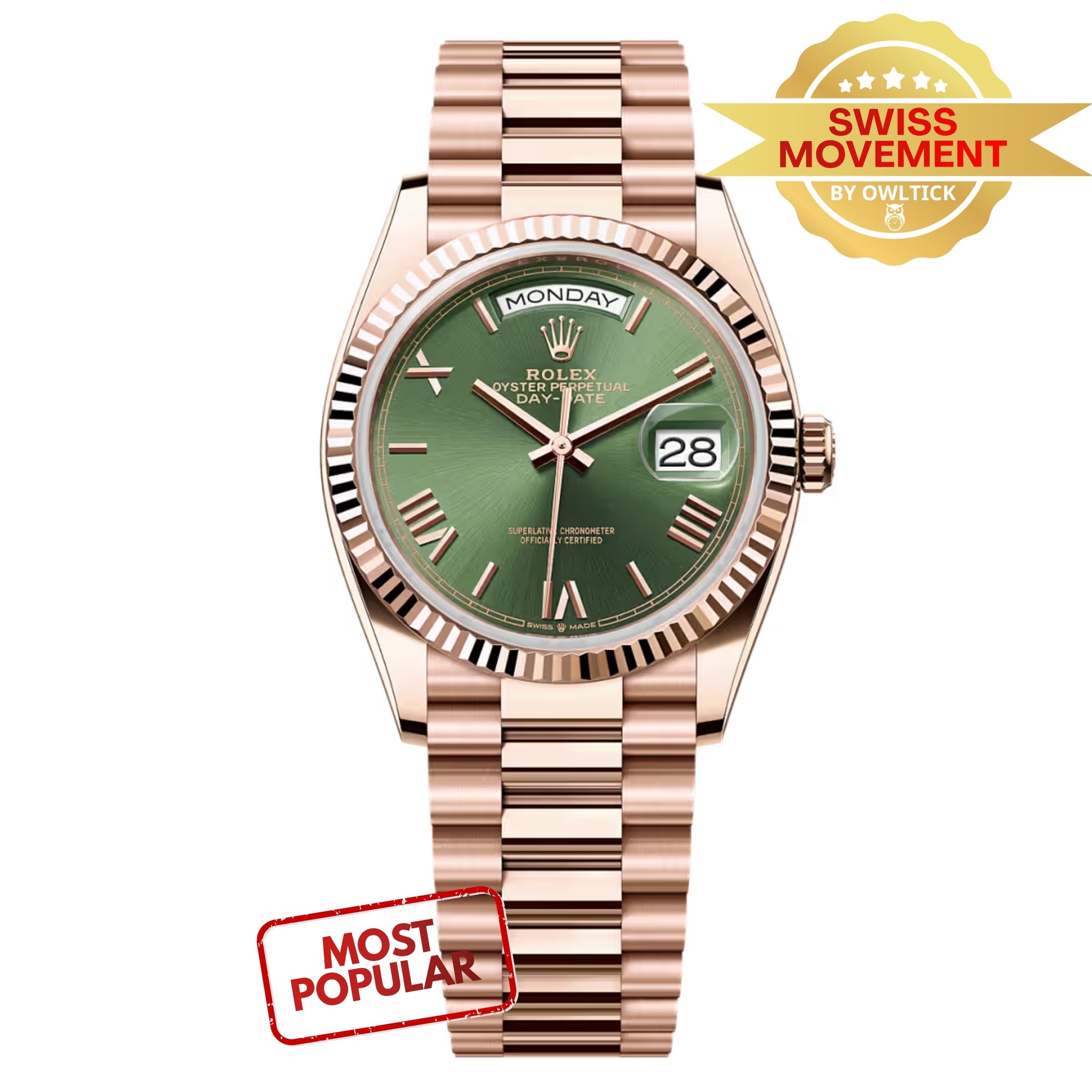 [Superclone] Rolex Day-Date 36mm Olive Green Dial President 128235