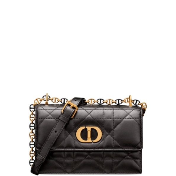 DIOR MISS CARO MINI BAG BLACK MACROCANNAGE LAMBSKIN 17CM