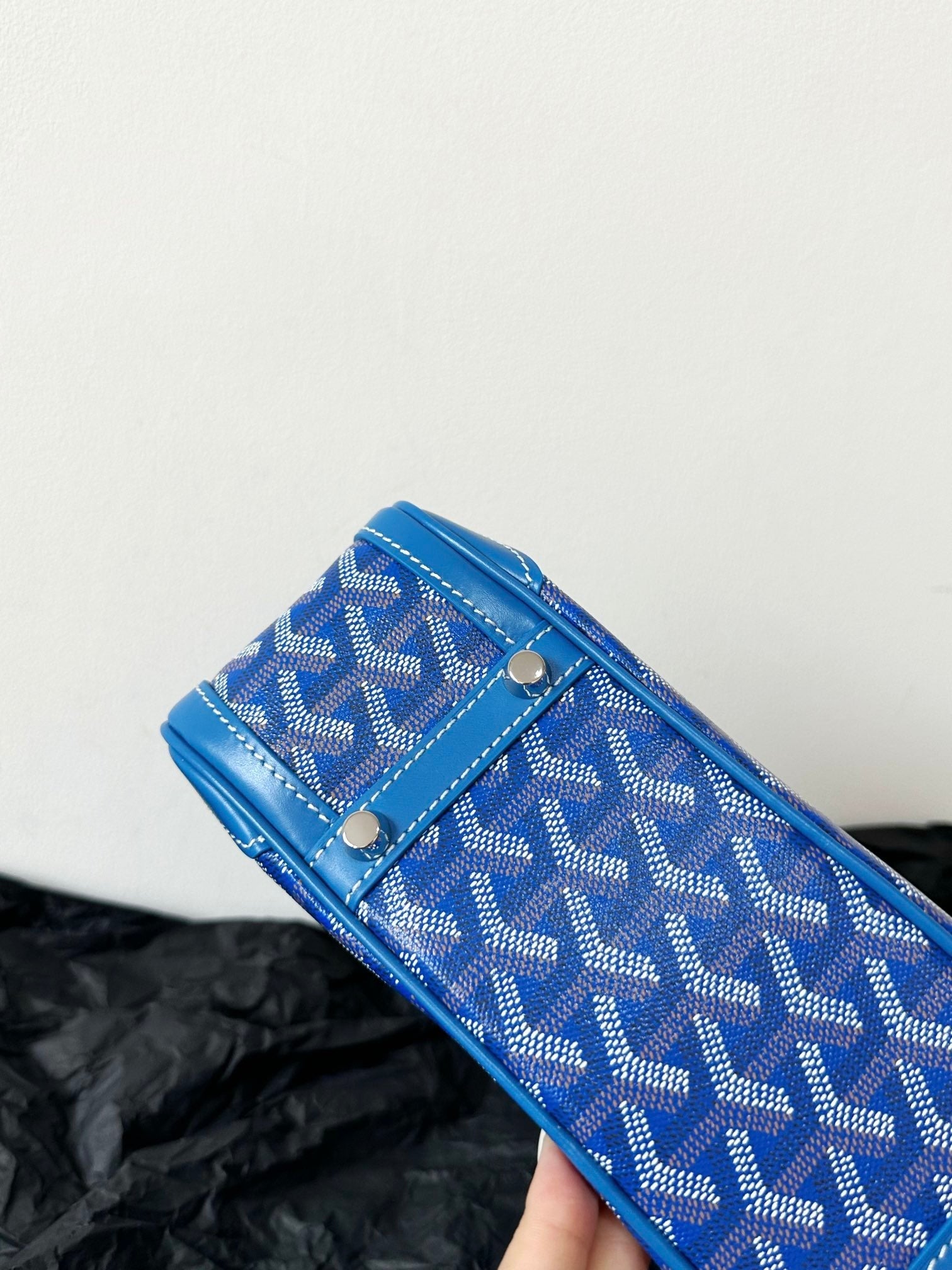 Goyard Goya Bowling Ball Small Blue Canvas 27cm