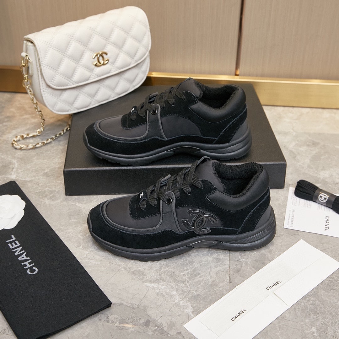 Chanel Suede Reflective Sneakers Black