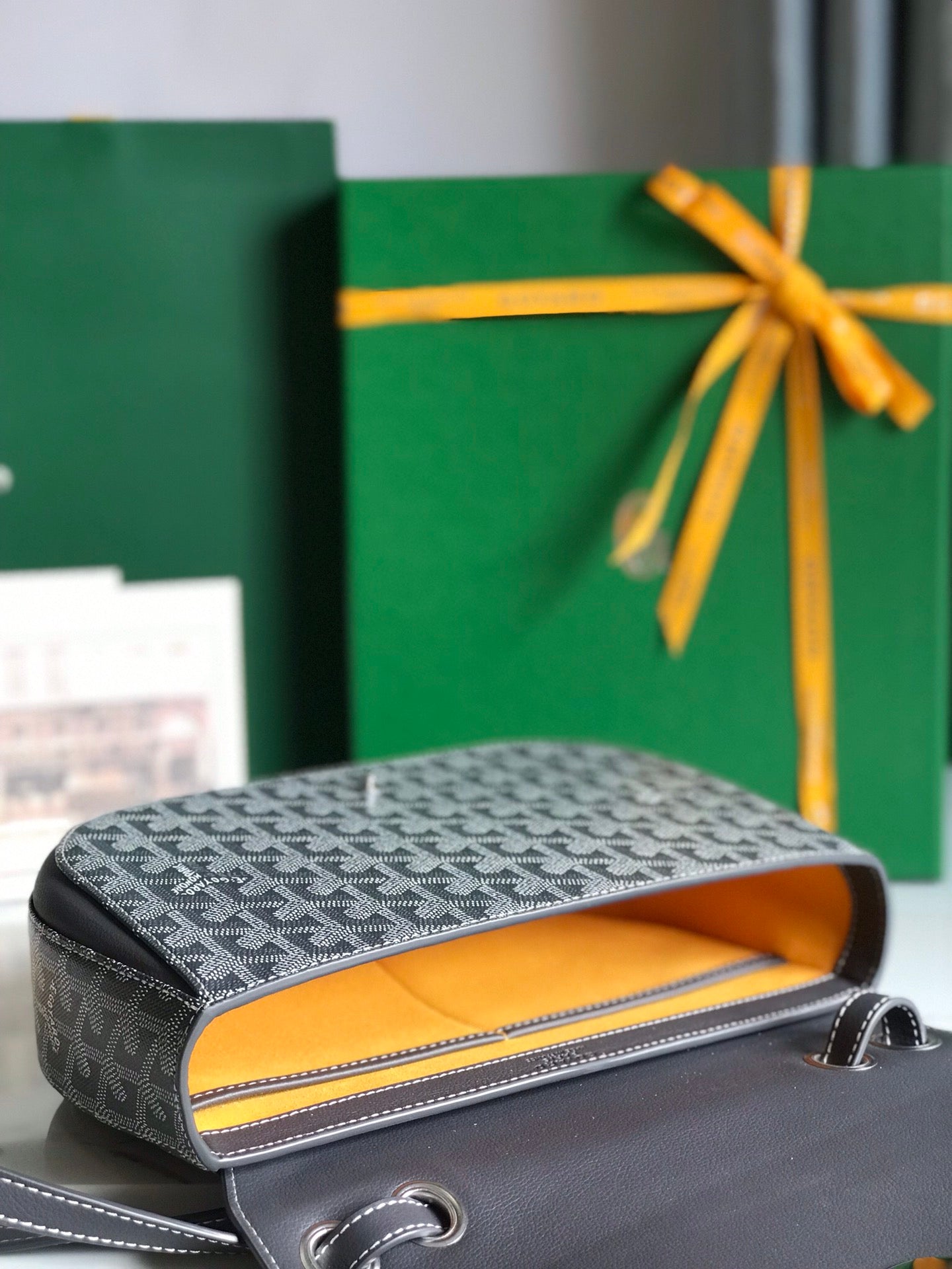 Goyard 233 Bag 25 Cm Gray Calfskin And Goyardine Canvas 25cm
