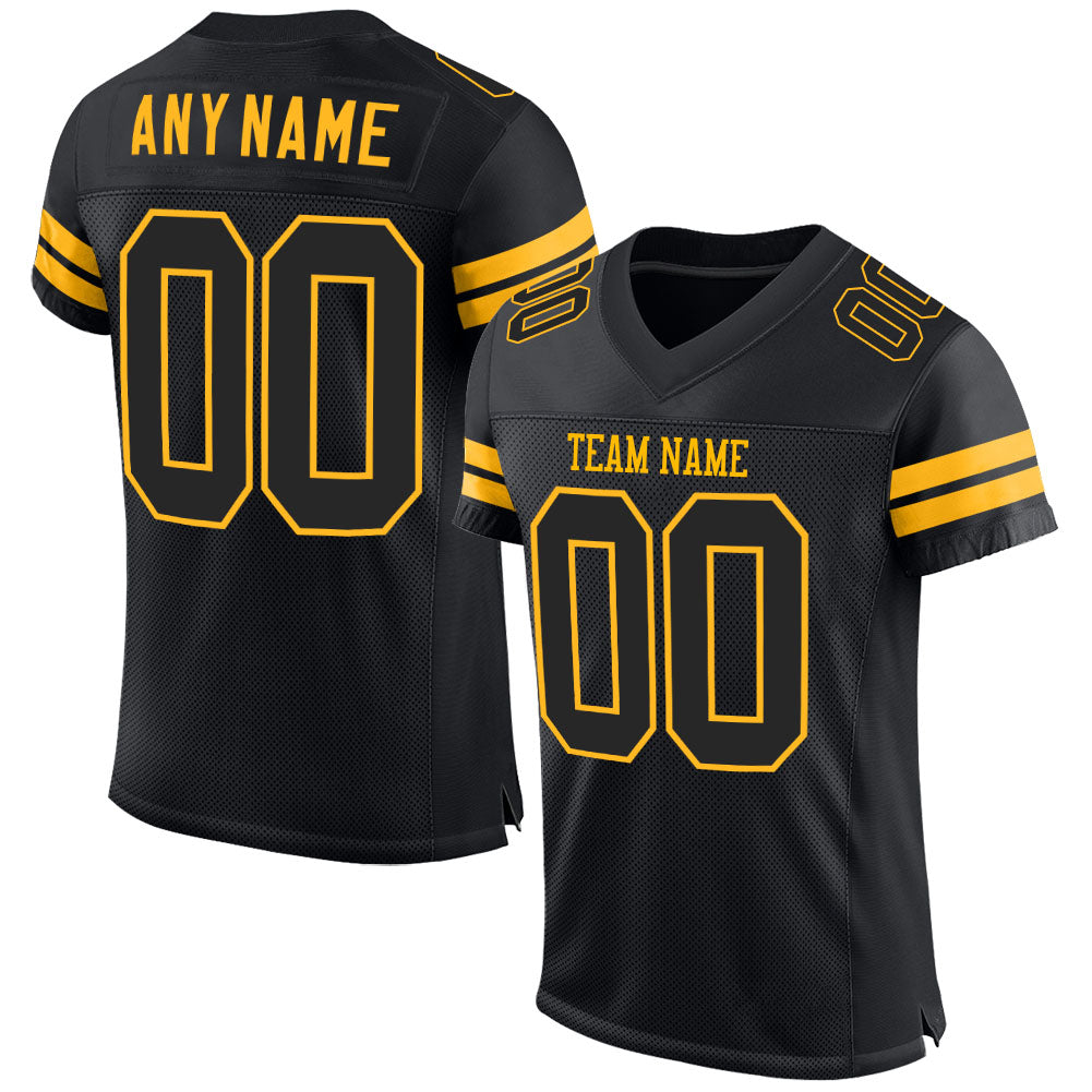 Custom Black-Gold Mesh  Football Jersey