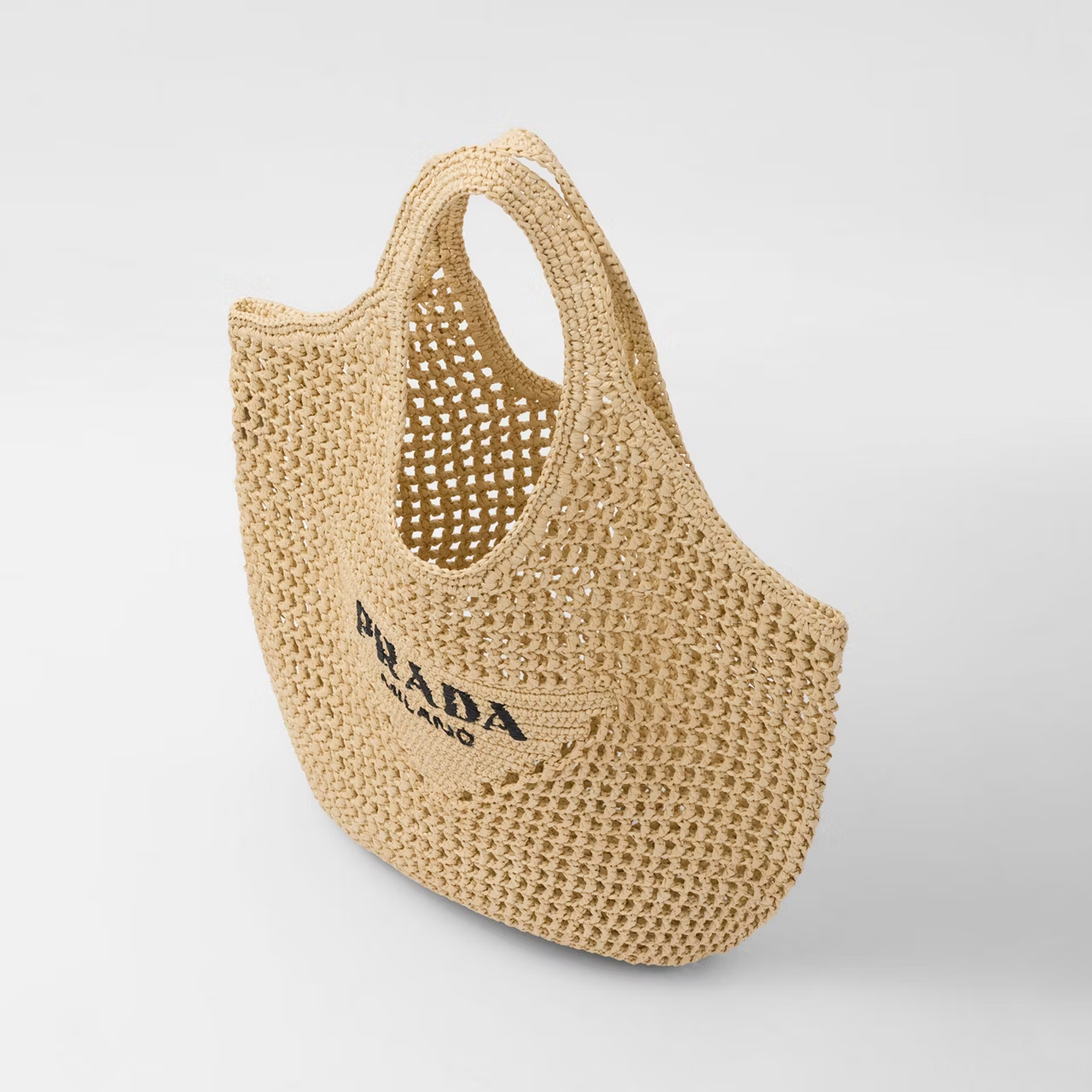 Prada Raffia Tote Bag Beige Straw Beach Bag 51 cm