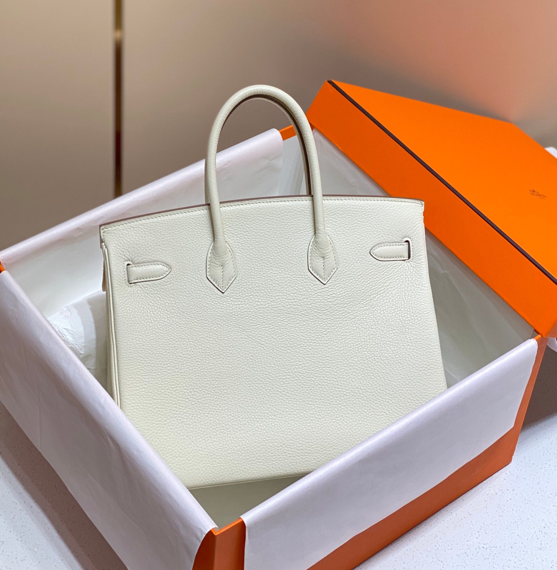 Hermes Birkin 35Cm White Togo Leather Gold Hardware