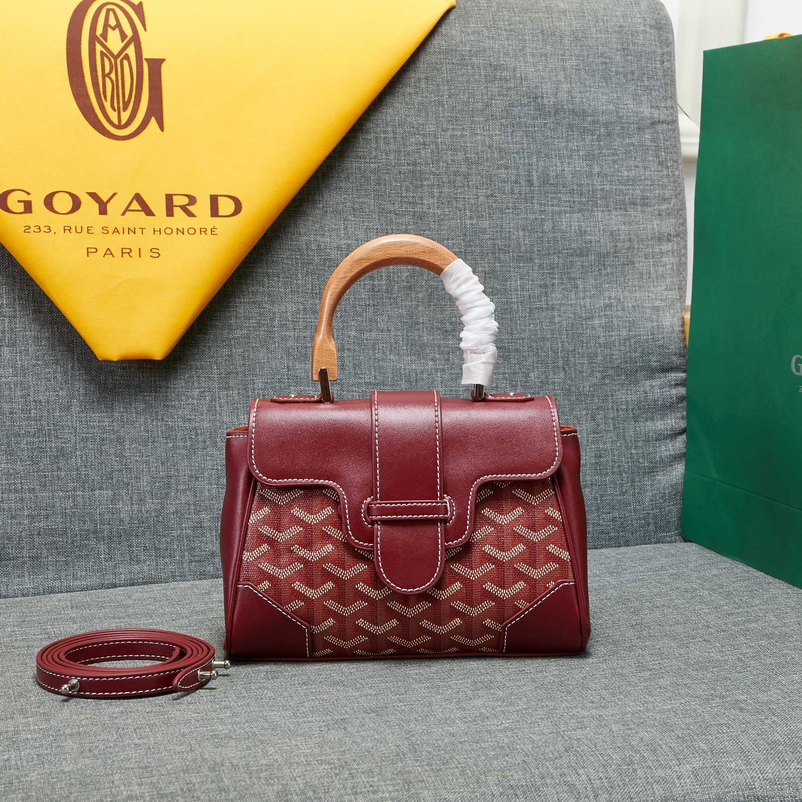 Goyard Saigon Souple Mini Bag Burgundy Canvas 20cm