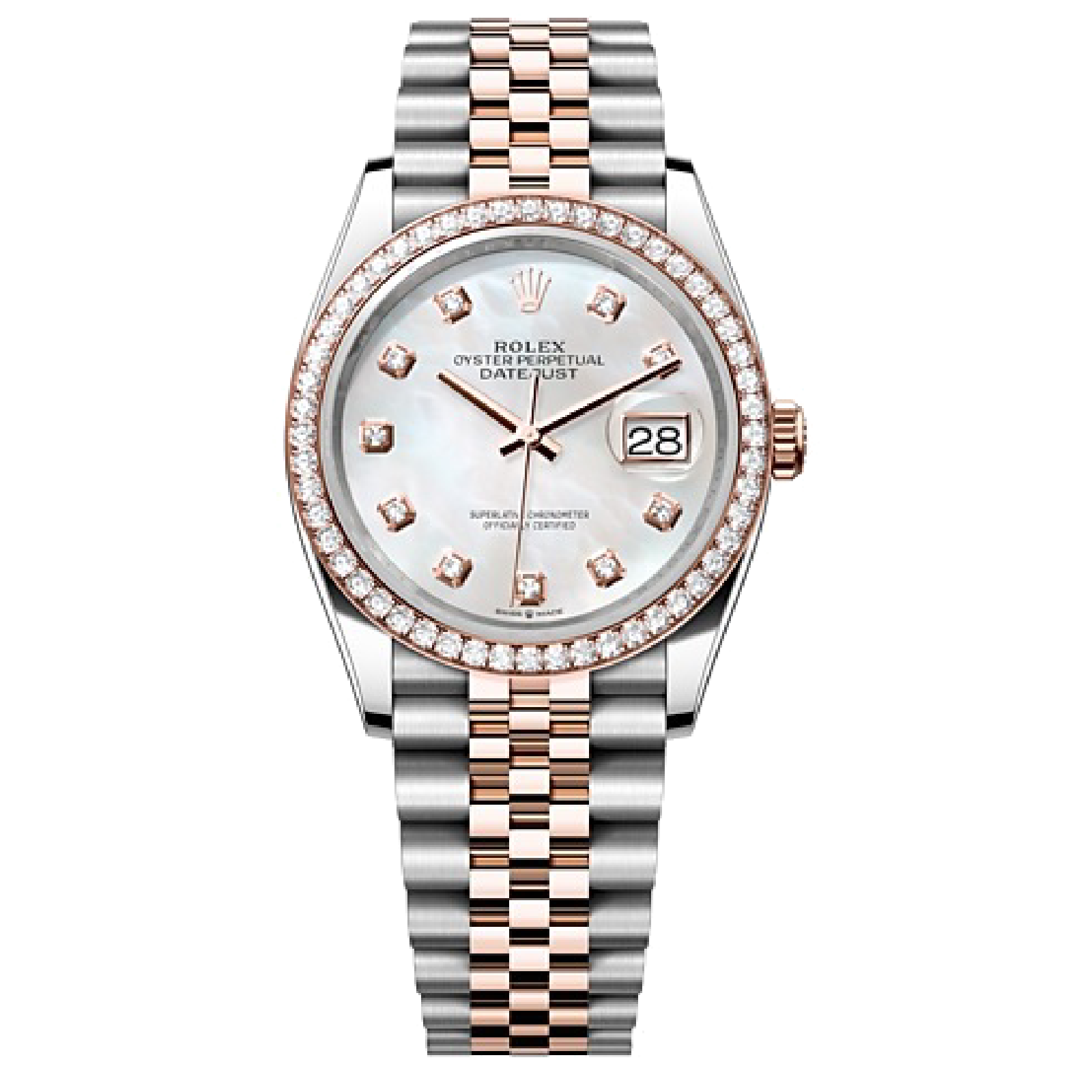 Rolex DATEJUST Oyster, 36 mm, Oystersteel, Everose gold and diamonds M126281RBR-0009