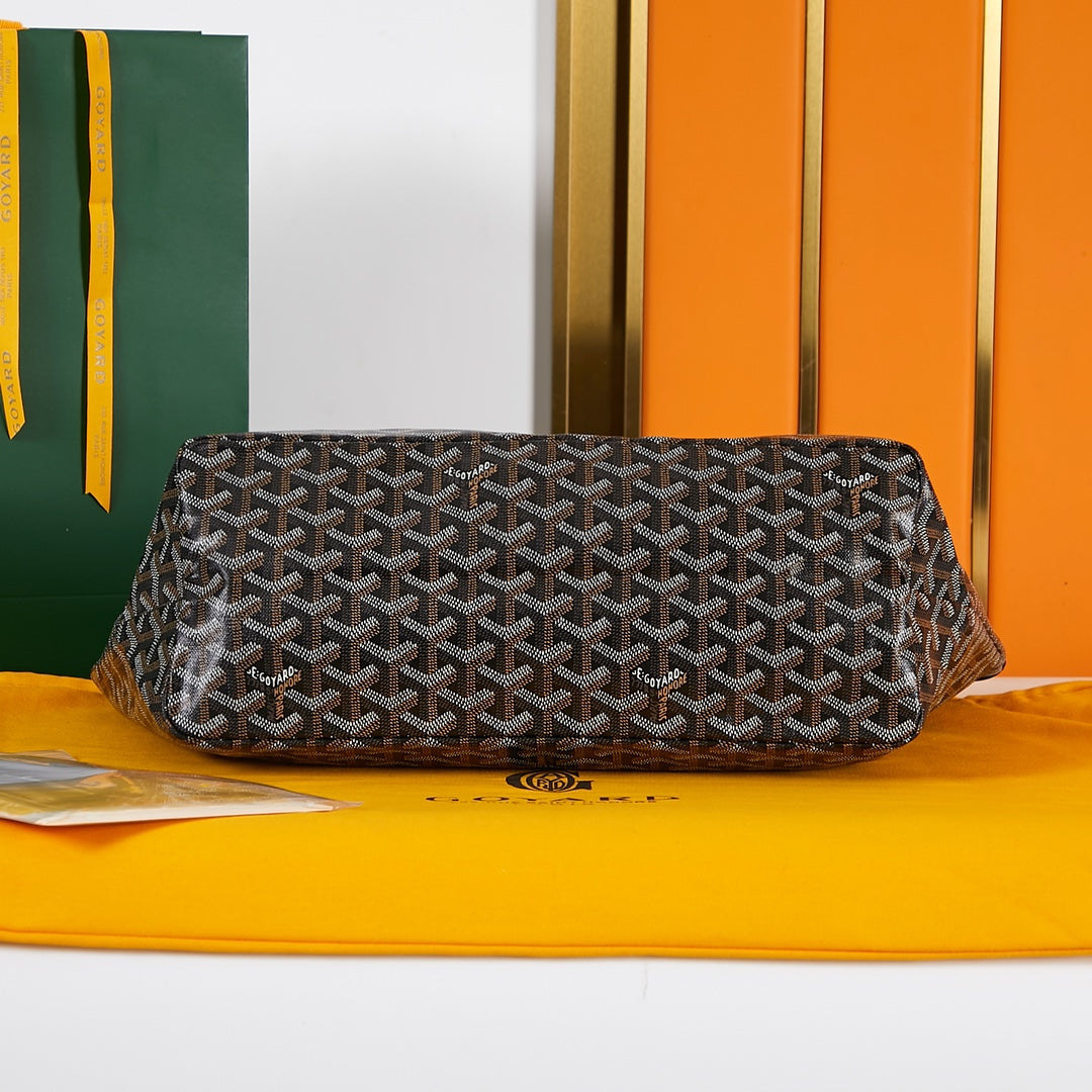 Goyard Saint Louis Pm 34Cm Black Canvas Chevroches Calfskin