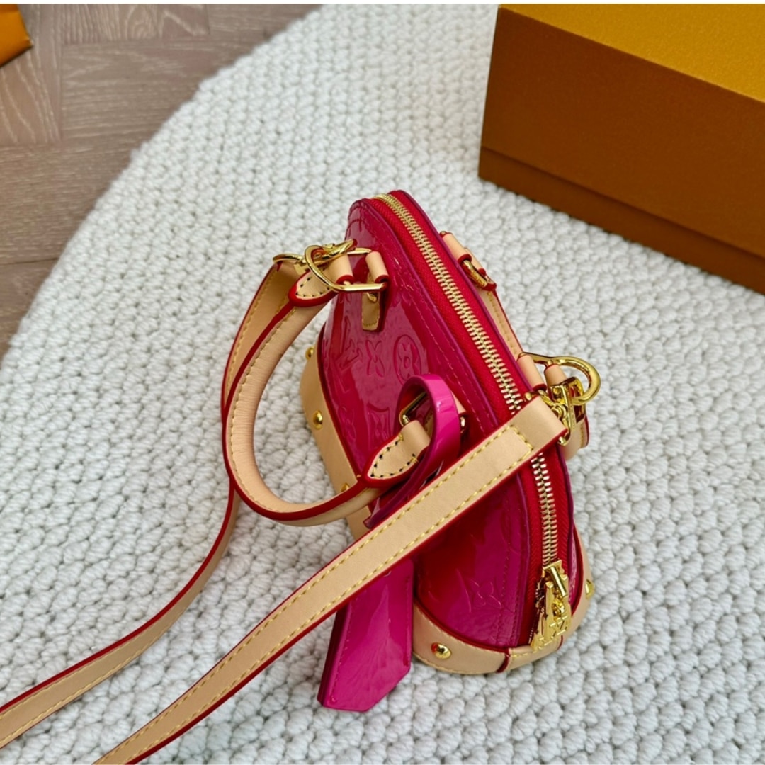 Louis Vuitton Nano Alma Monogram Vernis Neon Pink 18Cm M90611