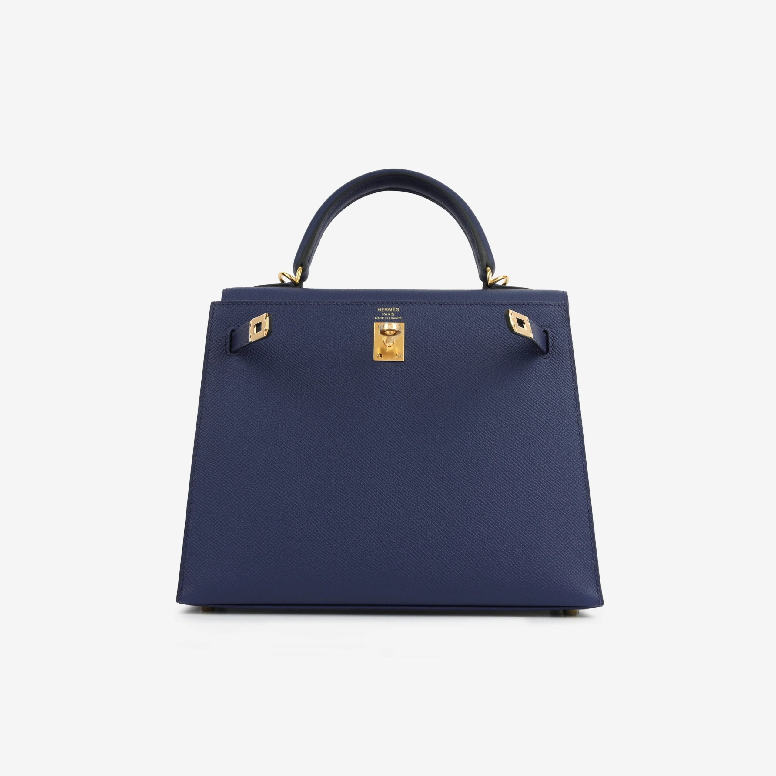 Hermes Kelly 25 Bag In Golden Bleu Navy Epsom Leather For Women 25cm/10in