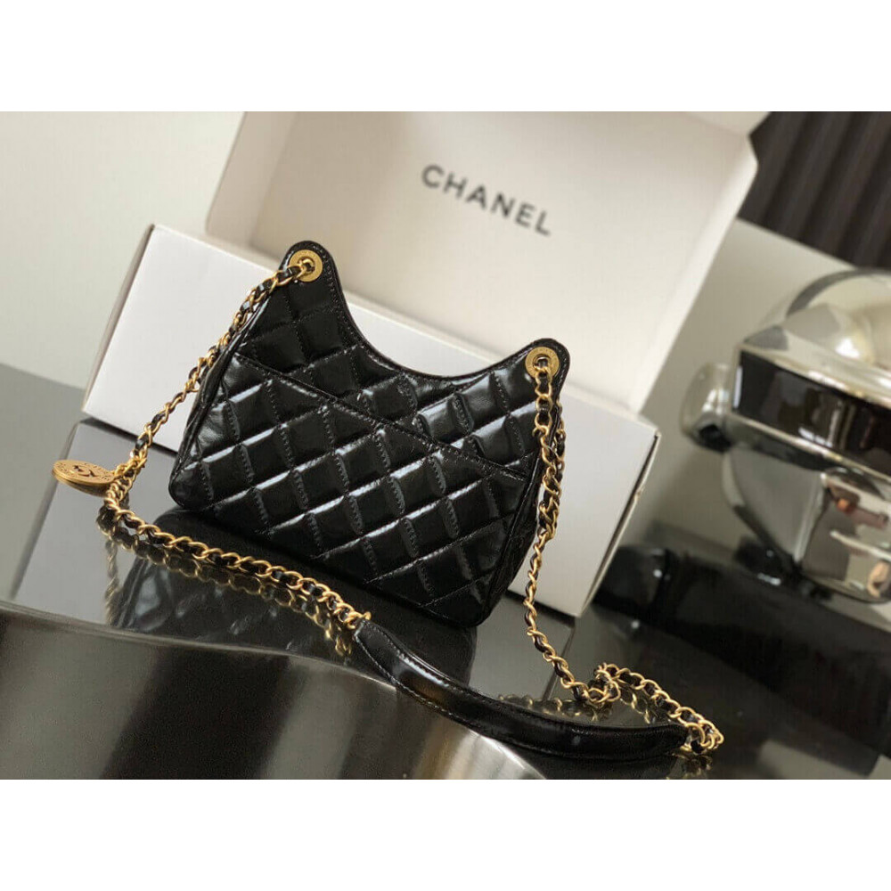 Chanel Small Hobo Bag in Shiny Crumpled Calfskin 19cm/7.5in