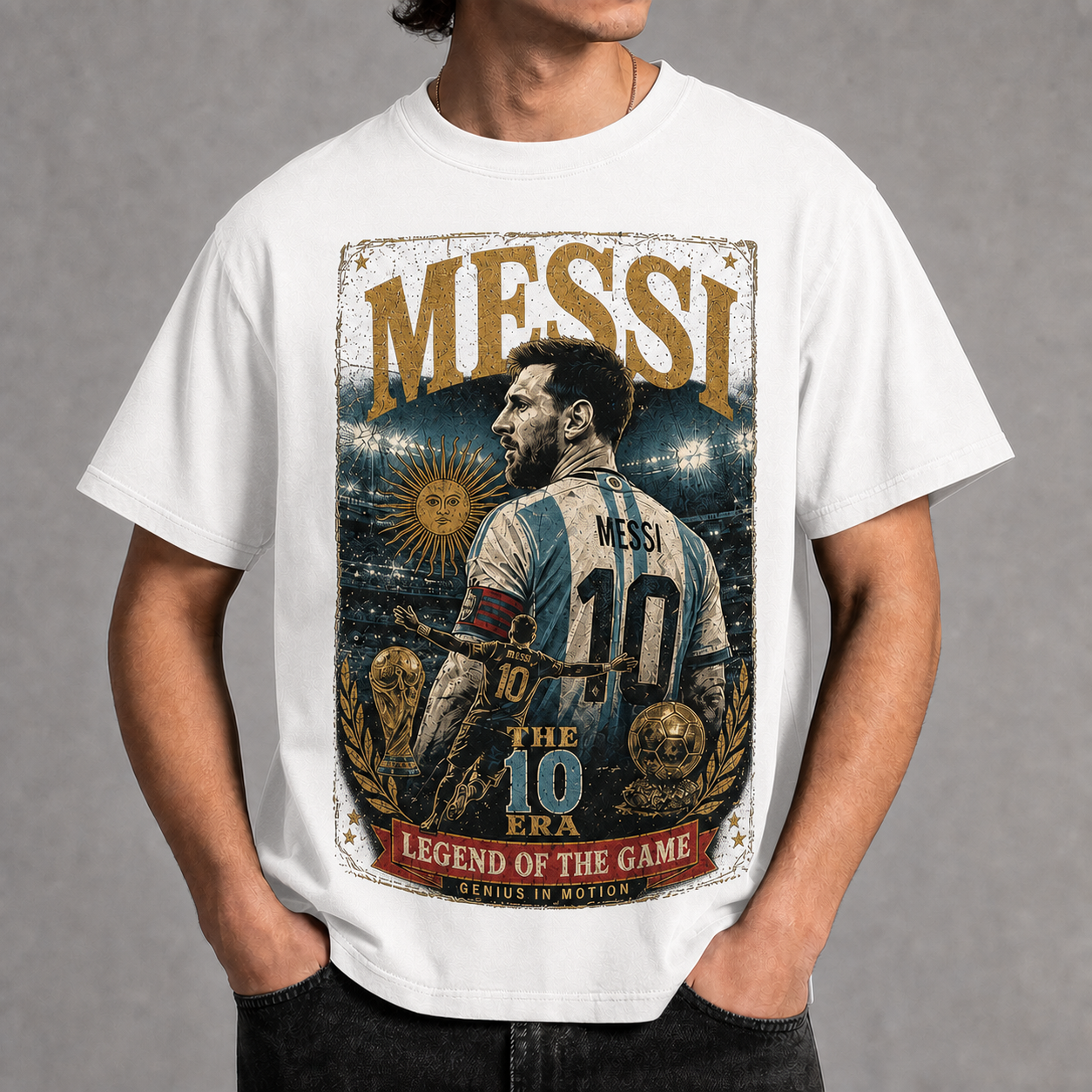 Messi World Cup Printed T-Shirt Unisex Loose Fit T-Shirt 100% Cotton Soft Comfortable Summer Casual Printed Top