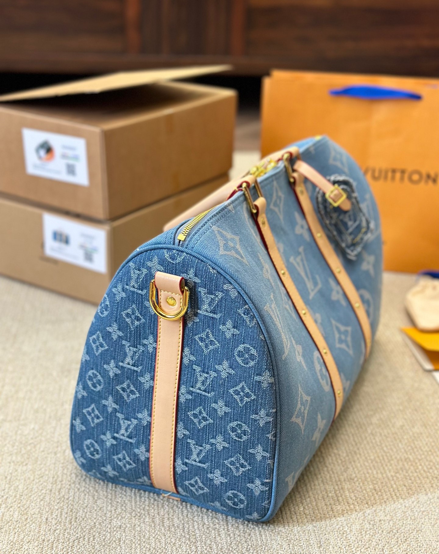 Louis Vuitton Keepall Bandouli Re Denim Blue 40Cm M24315