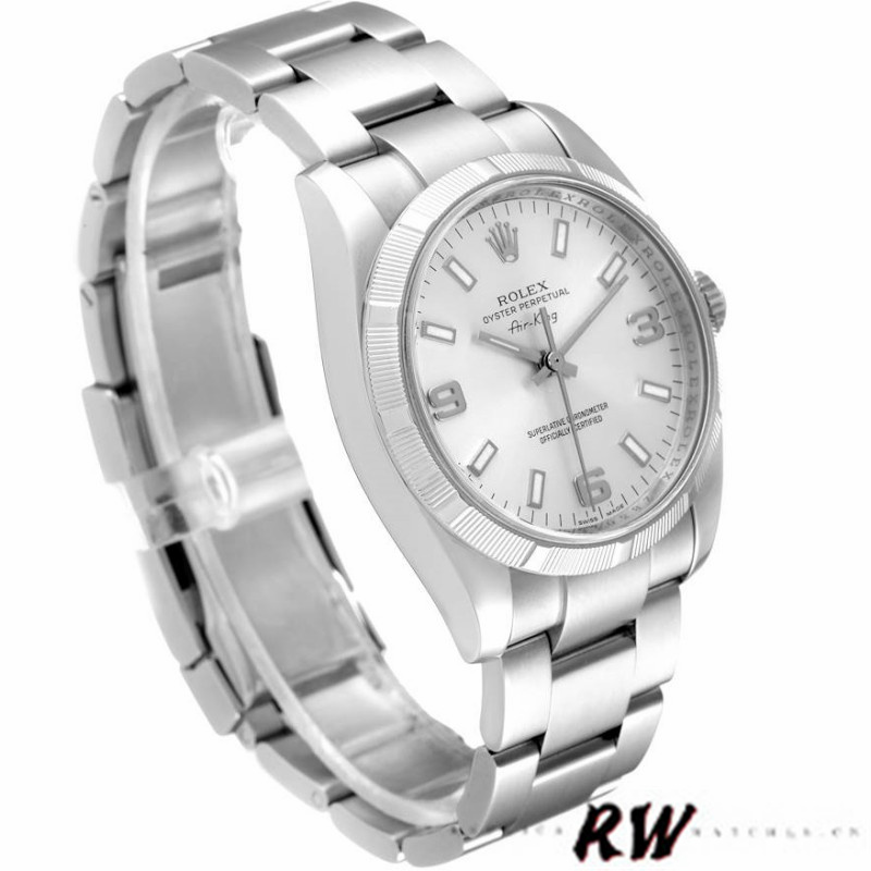 【Super Clone】Rolex Oyster Perpetual Air King 114210 Silver Dial 34mm Unisex replica watch