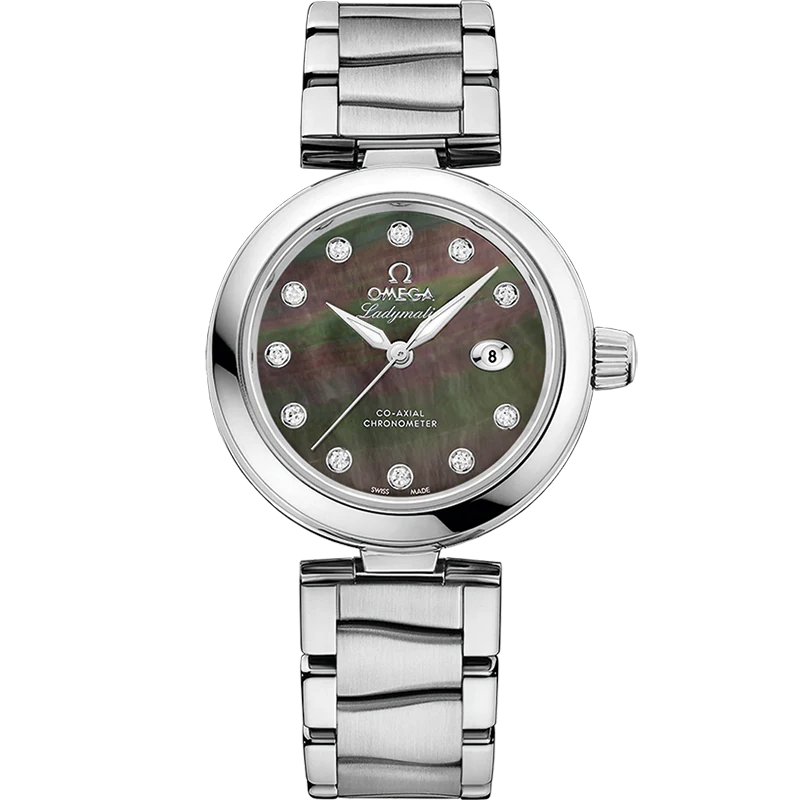 Omega De Ville Ladymatic 34mm Black Dial with Diamonds Stainless Steel Bracelet 425.35.34.20.57.004