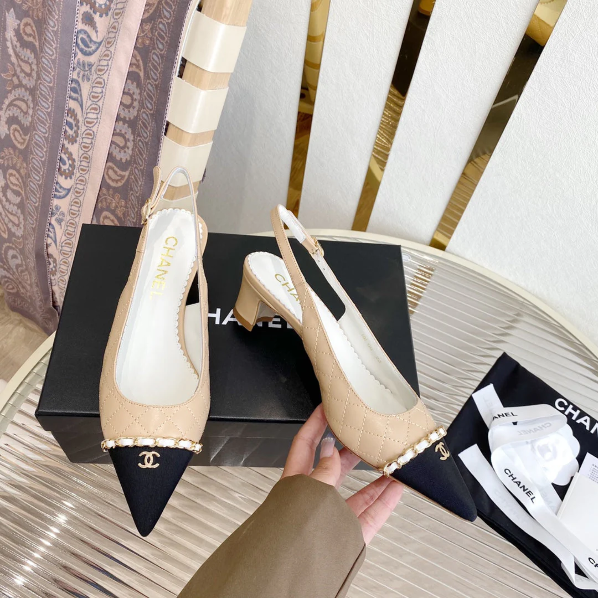 Chanel Classic Pointed Slingback Heels