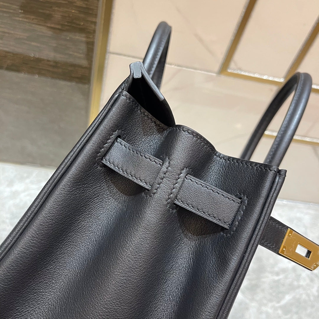 Hermes Birkin 25Cm Black Swift Leather Gold Hardware