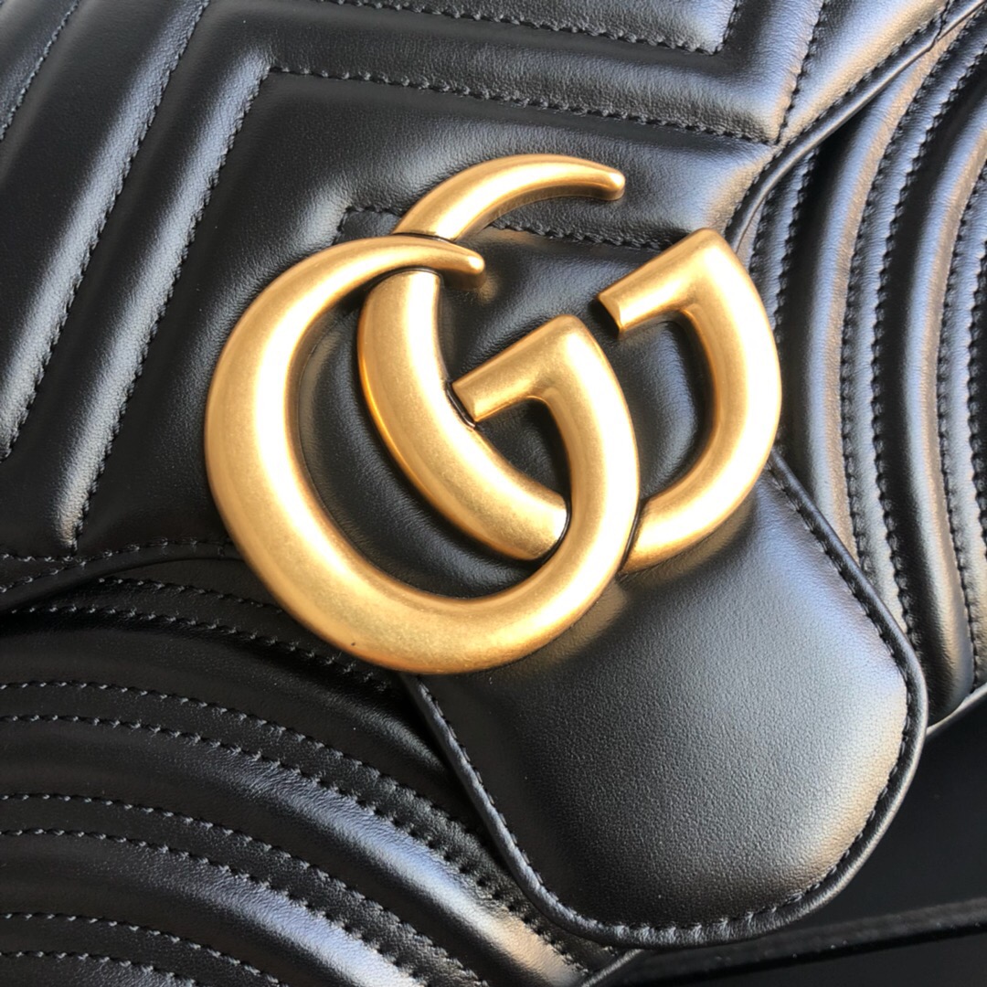 Gucci Marmont Medium Matelassé Shoulder Bag Black 26cm 443496 DTDIT 1000