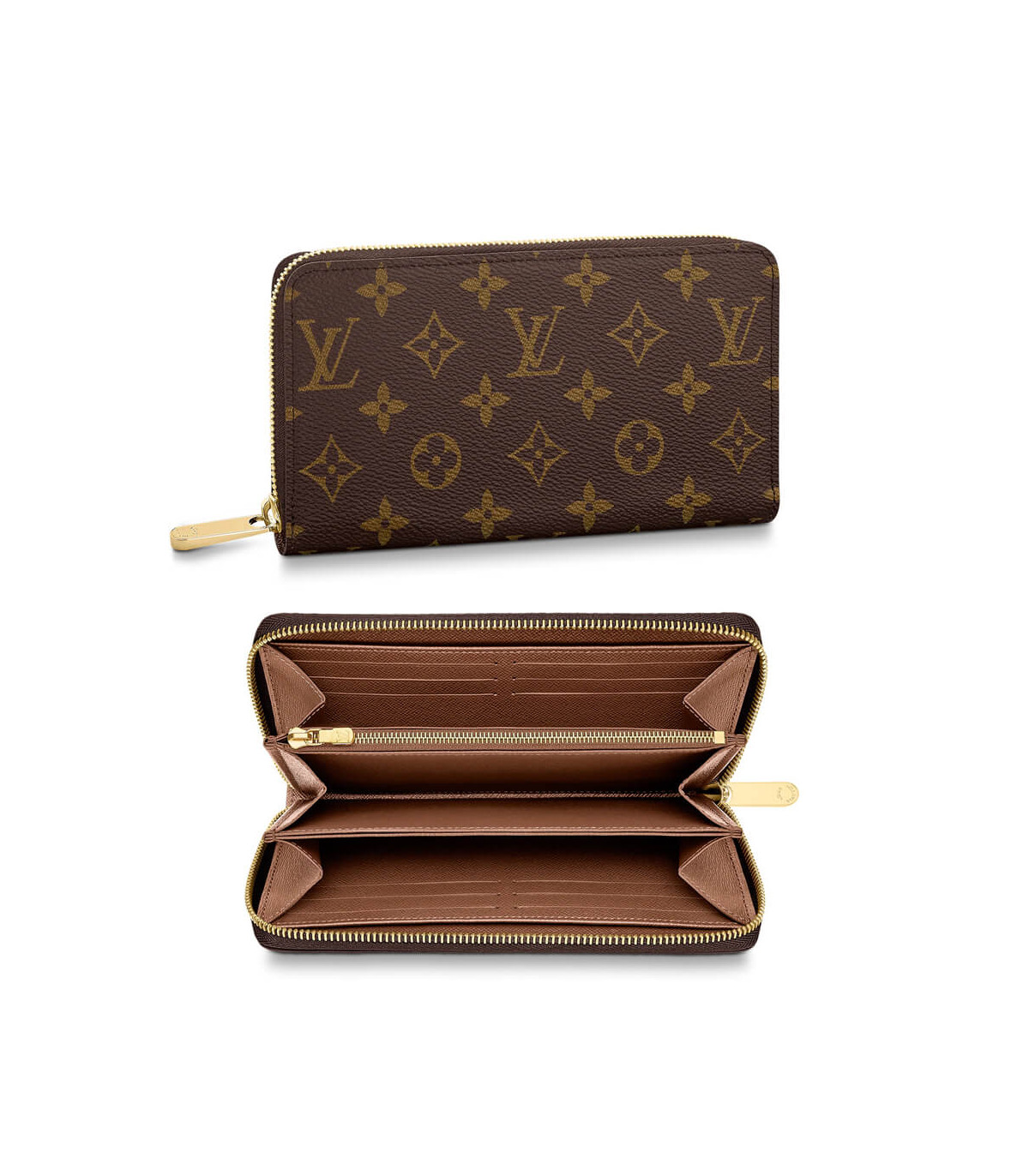 Louis Vuitton Monogram Zippy Wallet Brown