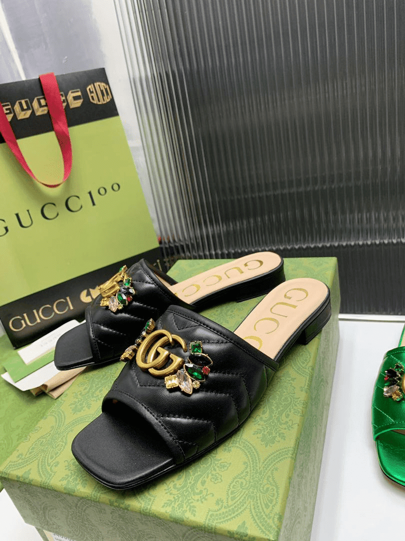 Gucci Women Black Slipper ?With Double G 655463