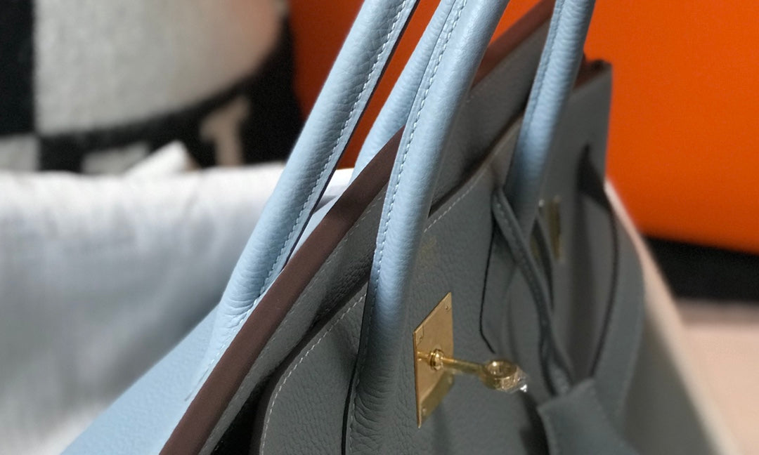 Hermes Birkin 35Cm Sky Blue Togo Leather Gold Hardware