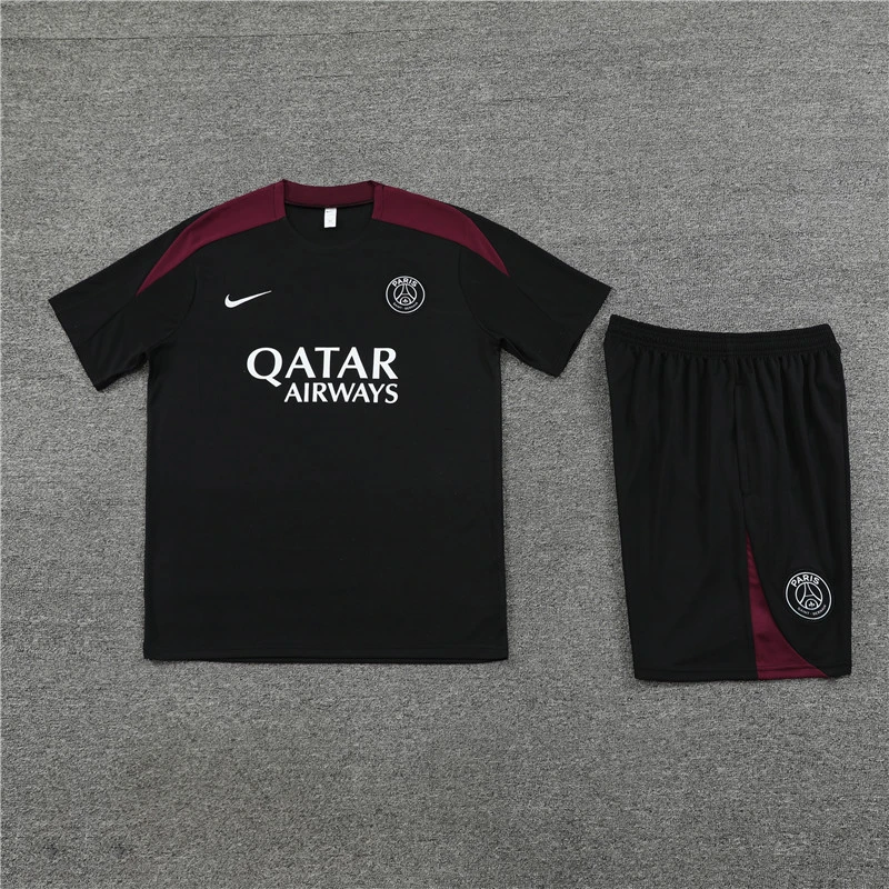 24-25 short-sleeved training suit psg paris saint germain black