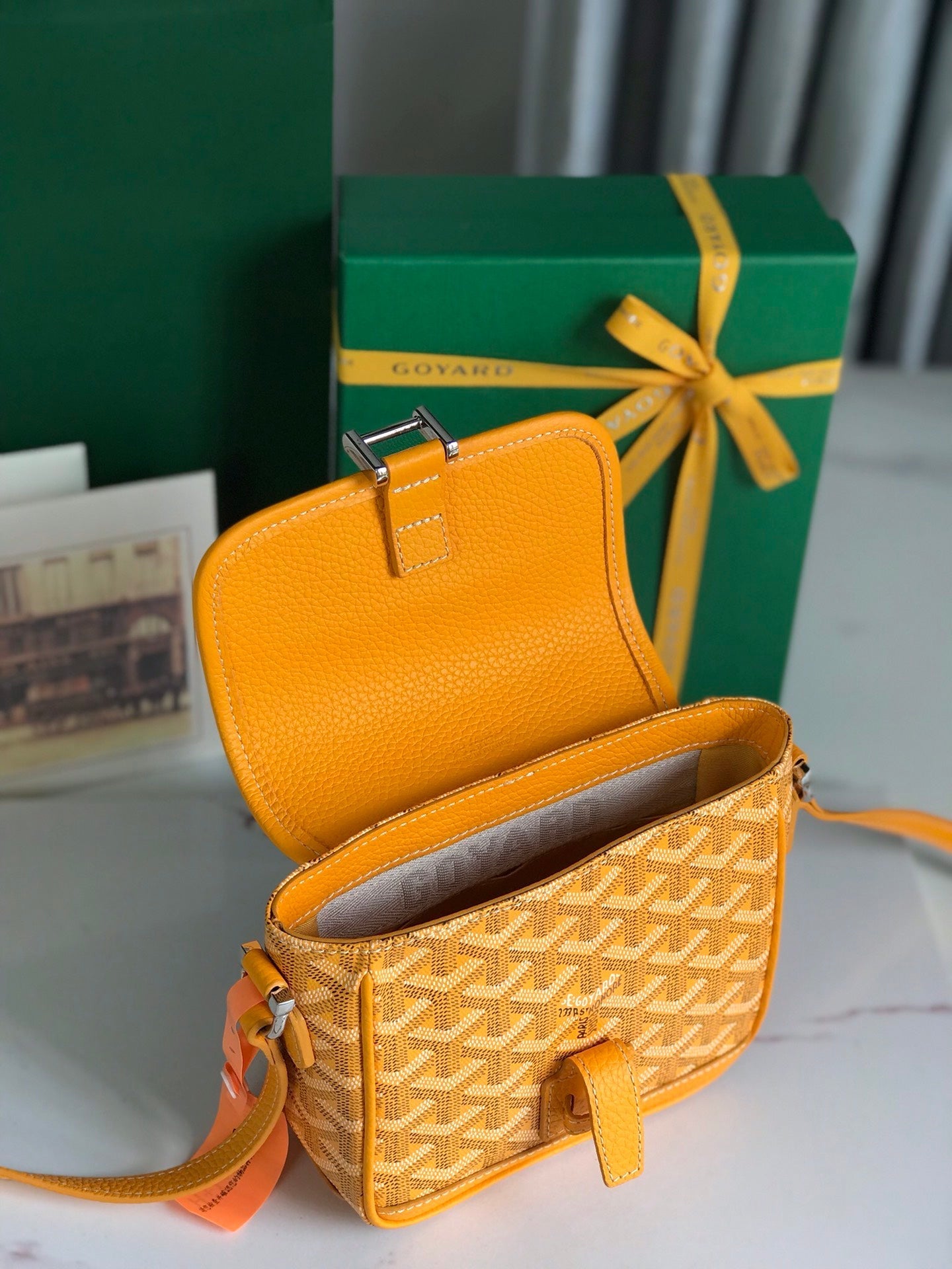 Goyard Grand Bleu 16cm Yellow Goyardine Canvas And Lambskin