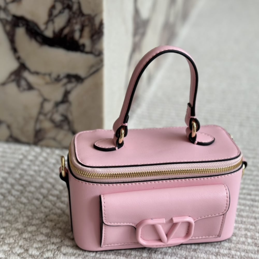 Valentino Mini Garavani Locò Handbag In Calfskin Pink 22Cm 4W2P0Z86Nht Zqq