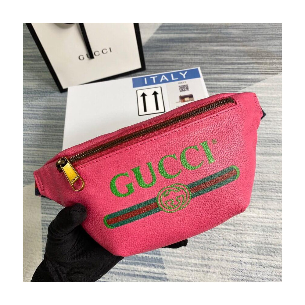 Gucci Print Small Belt Bag Waist Body Rose Red