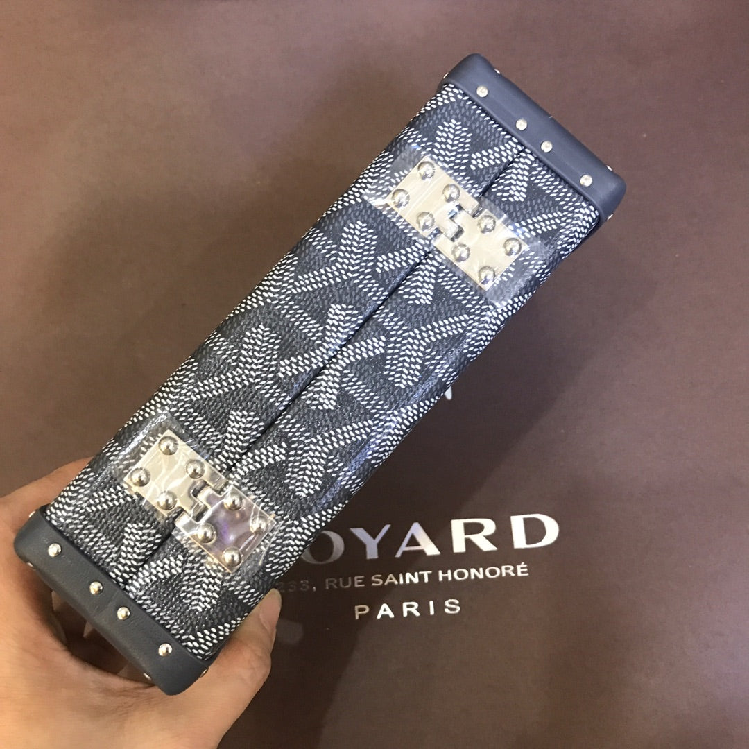 Goyard Minaudiere Trunk Bag 17Cm Grey Canvas