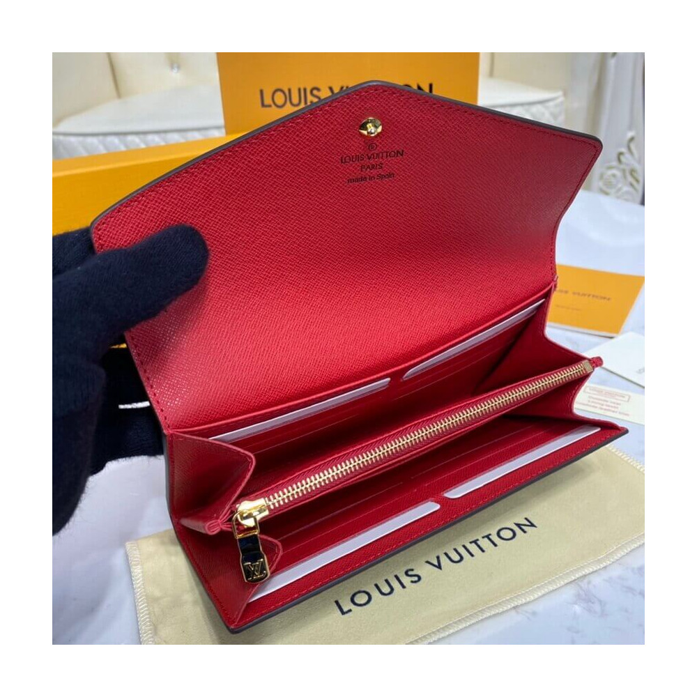 Louis Vuitton Monogram Cavas Sarah Wallet Red