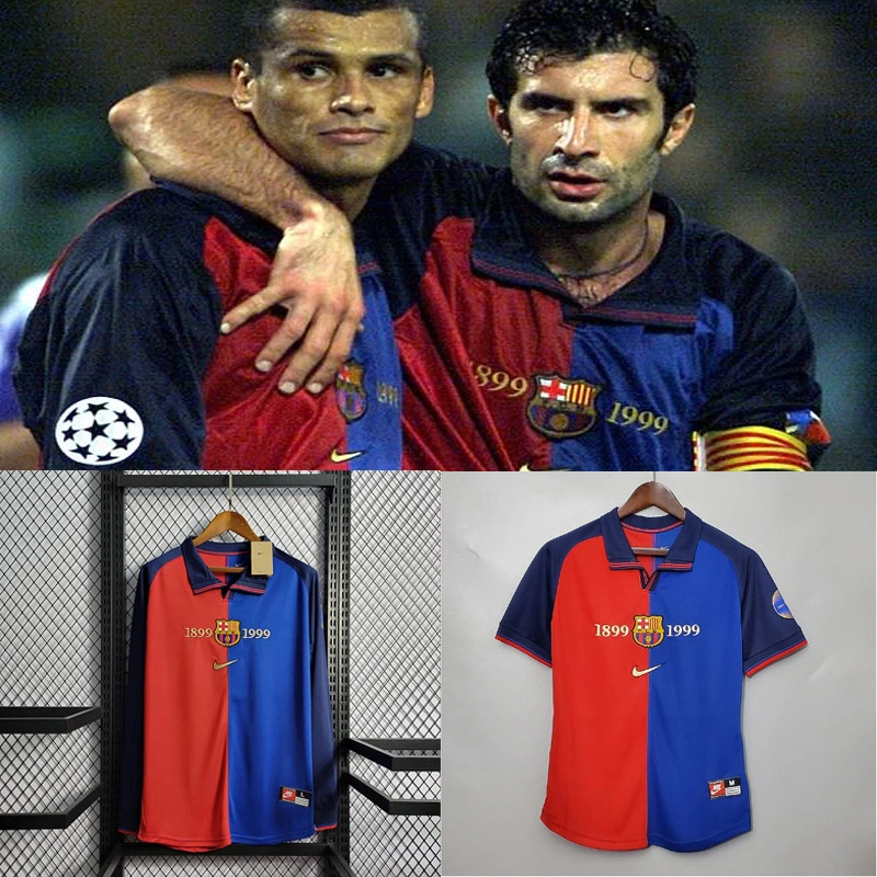 Centenary Edition Retro 1999 FC Barcelona 100th Anniversary version home FIGO RIVALDO GUARDIOLA ANDERSON Football jersey retro