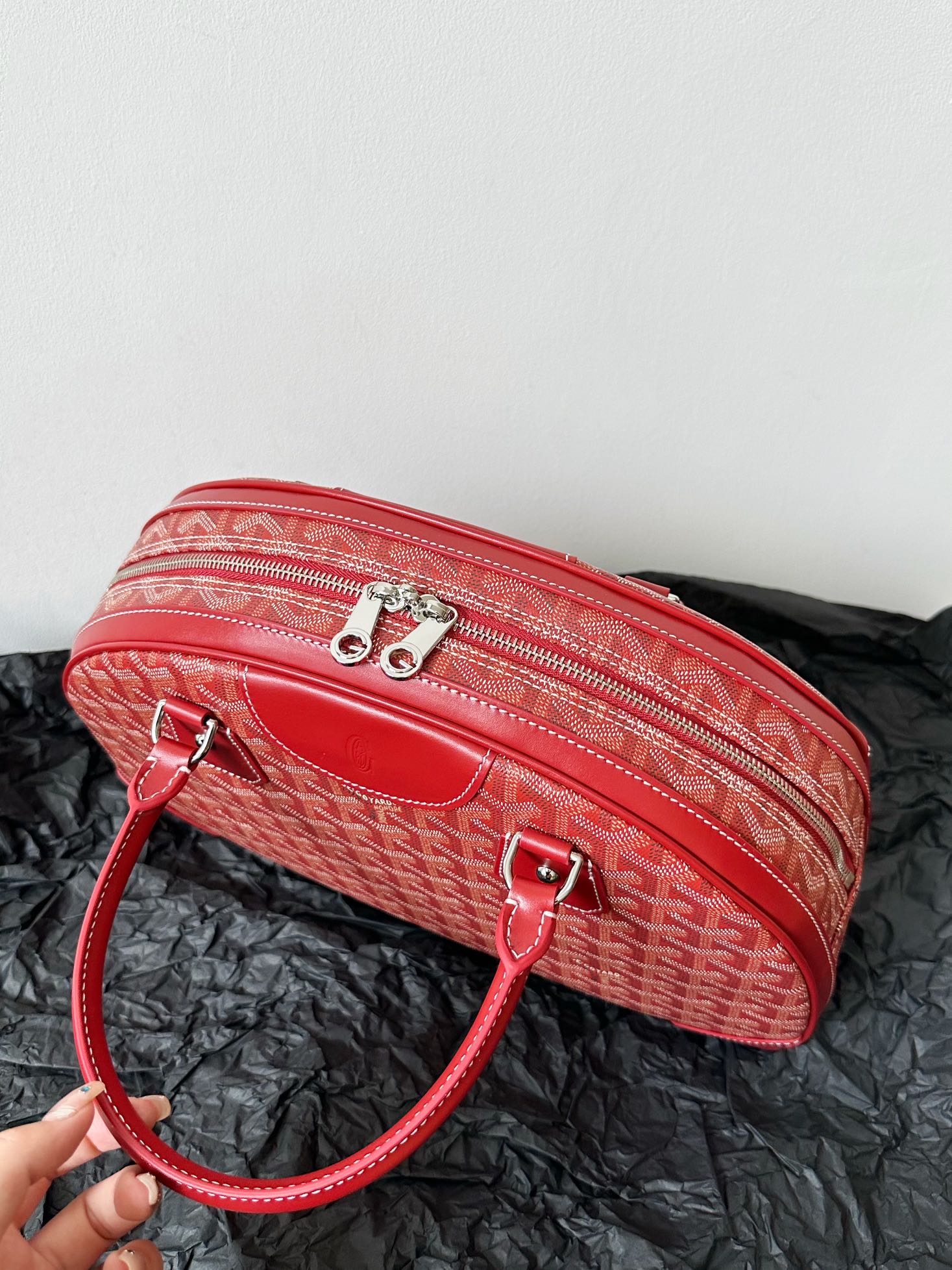 Goyard Goya Bowling Ball Medium Red Canvas 35cm