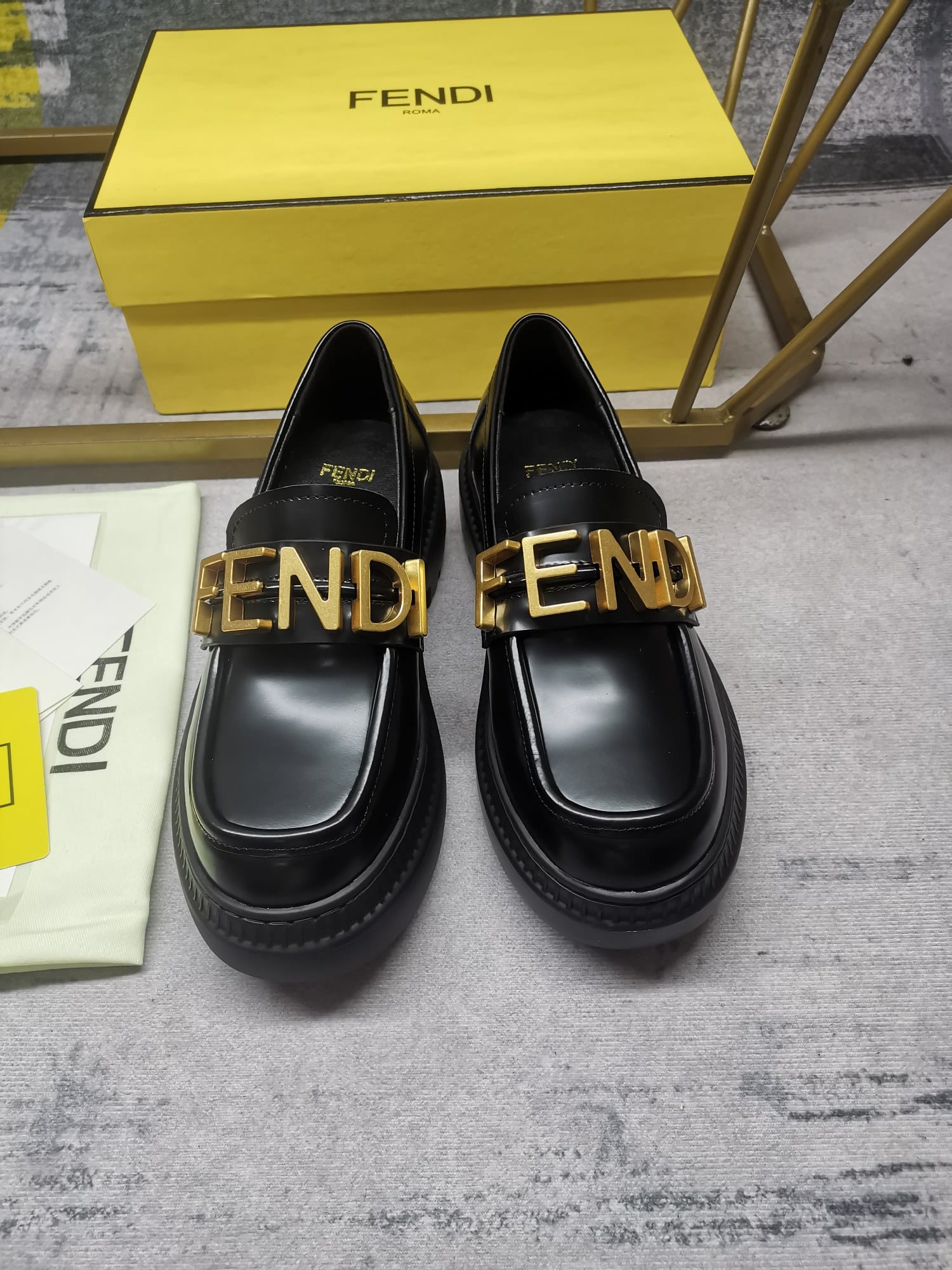 Fendigraphy Smooth Leather Loafers Black
