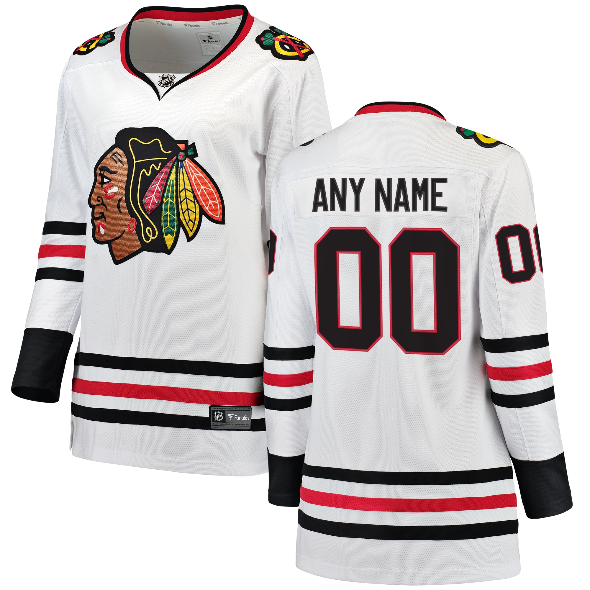 Chicago Blackhawks Fanatics Women’s Away Breakaway Custom Jersey – White