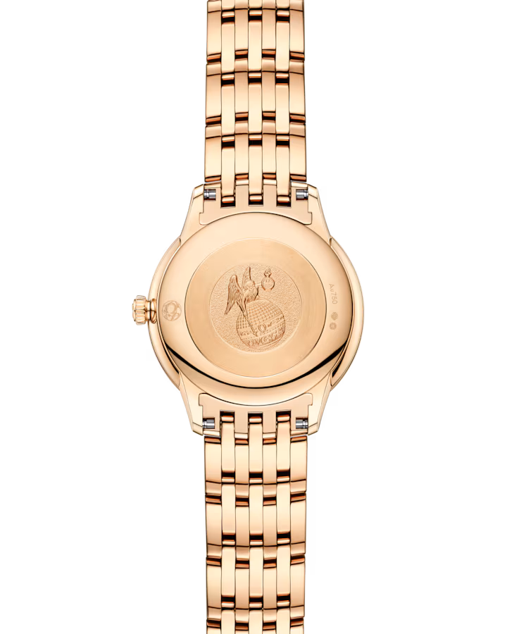 Omega De Ville Prestige 27.5mm Green jade Dial with Diamonds 18k Yellow Gold Strap 434.55.28.60.99.001