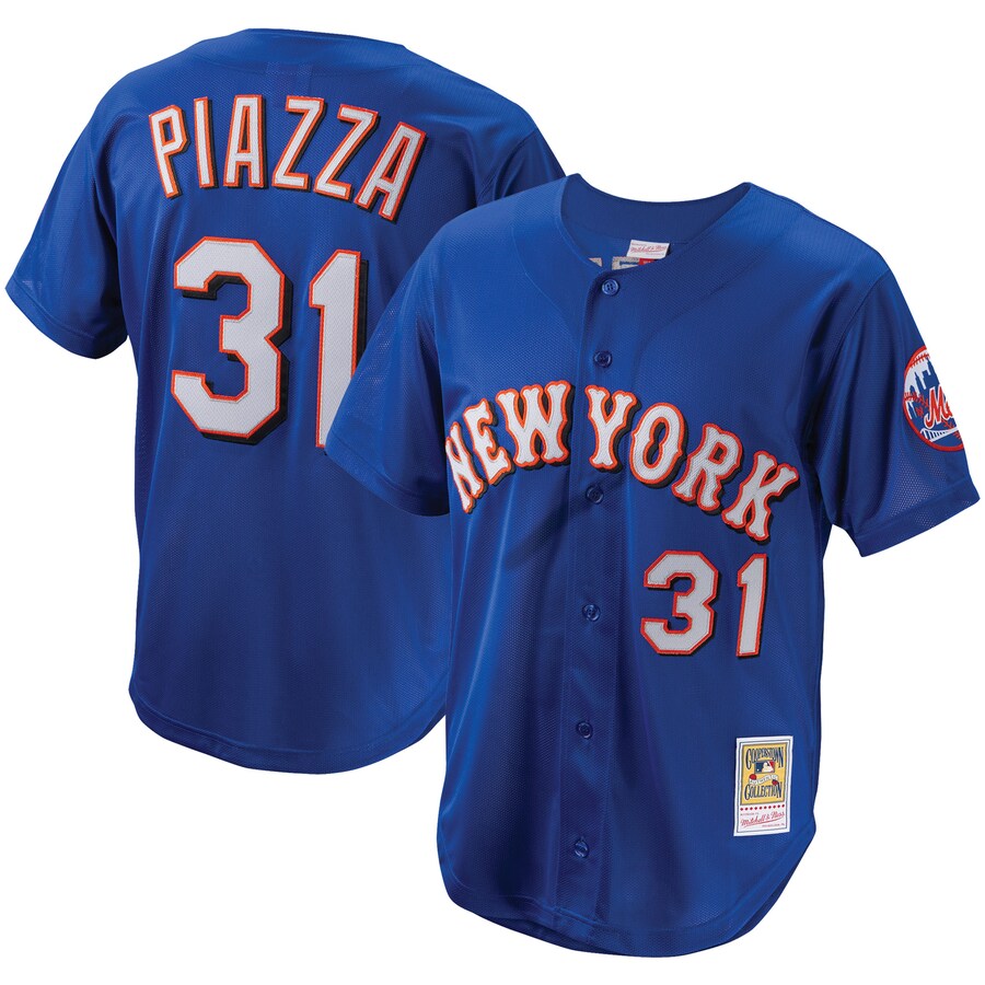 Mike Piazza New York Mets Mitchell&Ness Cooperstown Collection Mesh Batting Practice Button-Up Jersey Royal