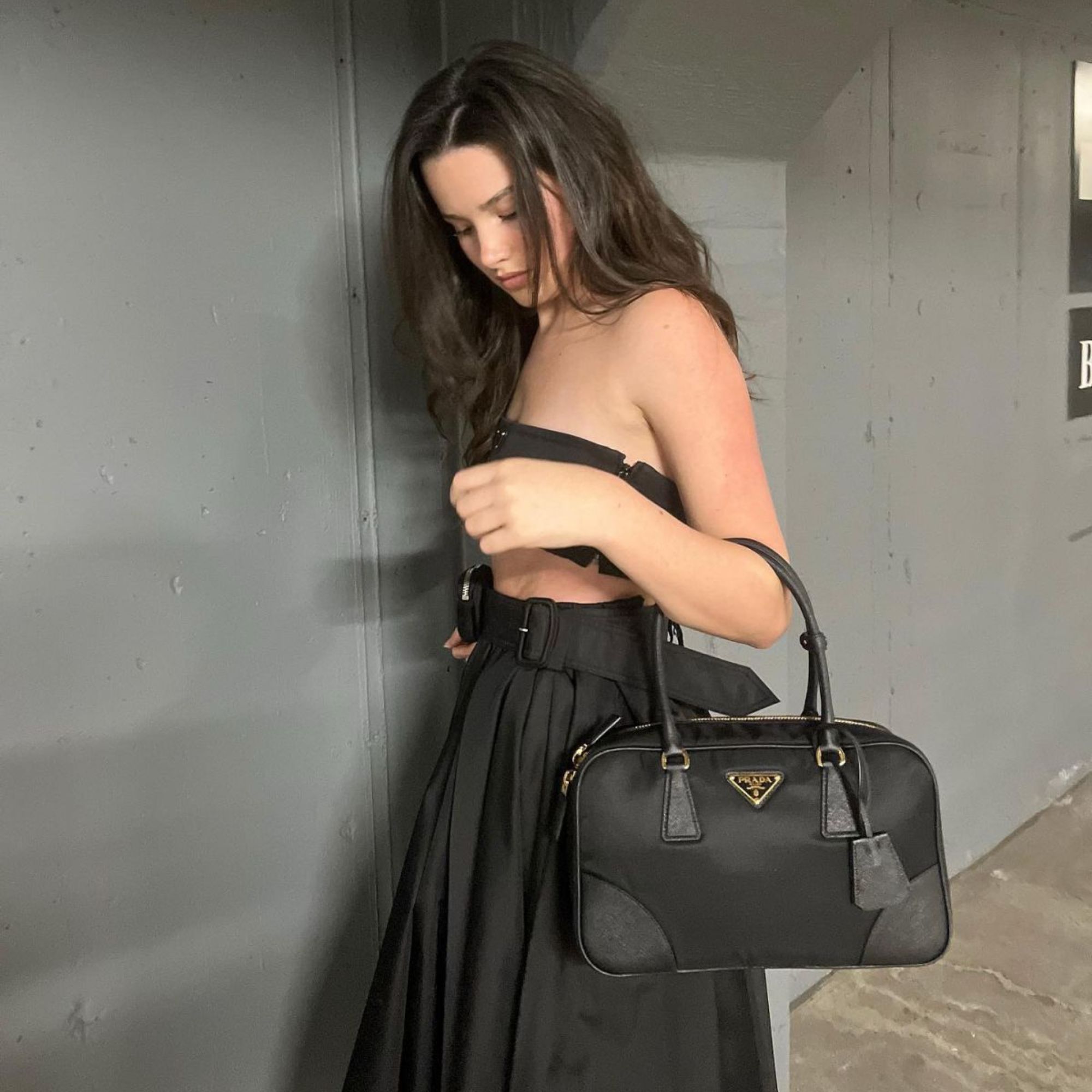 Prada Re Edition 1978 Medium Re Nylon And Saffiano Two Handle Bag Black 30Cm